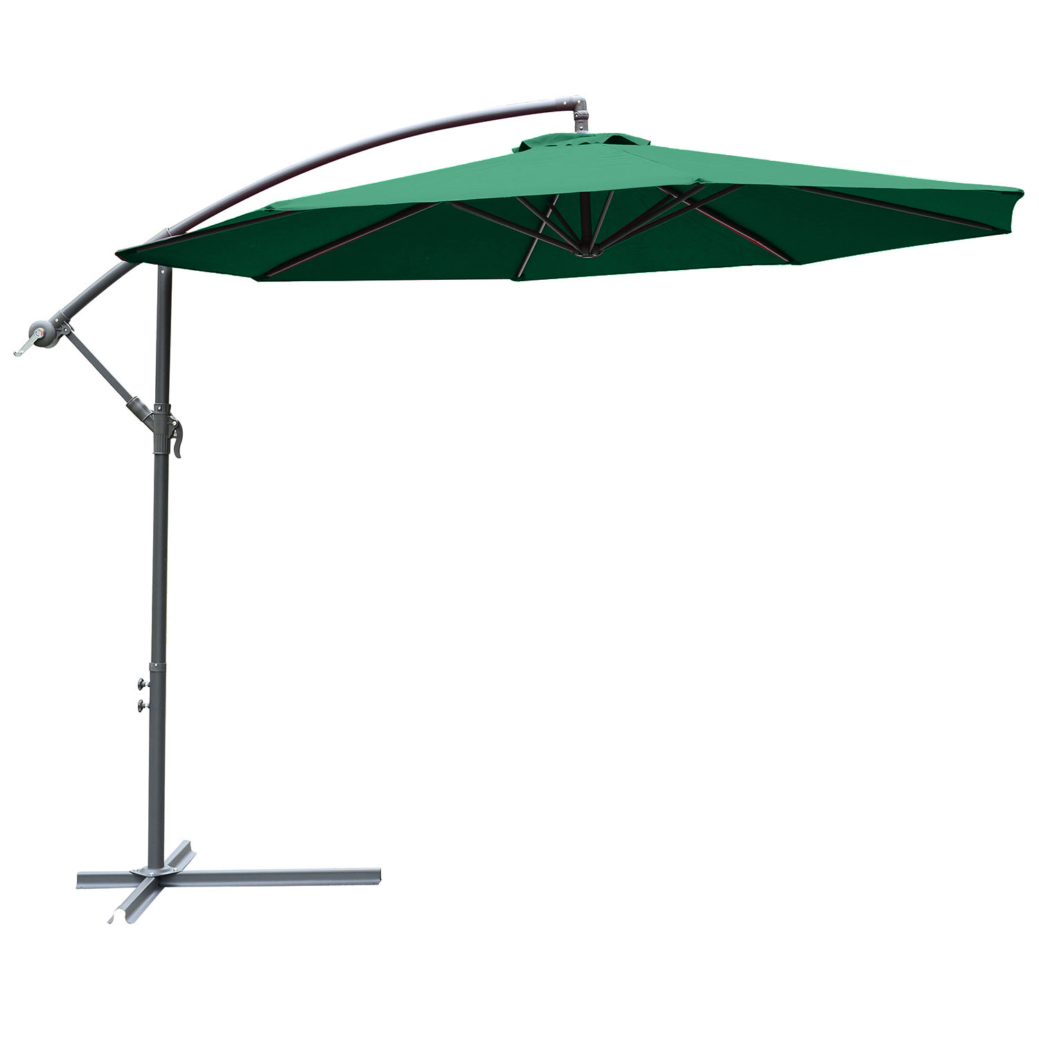 Outsunny 3m Banana Hanging Parasol Umbrella Green