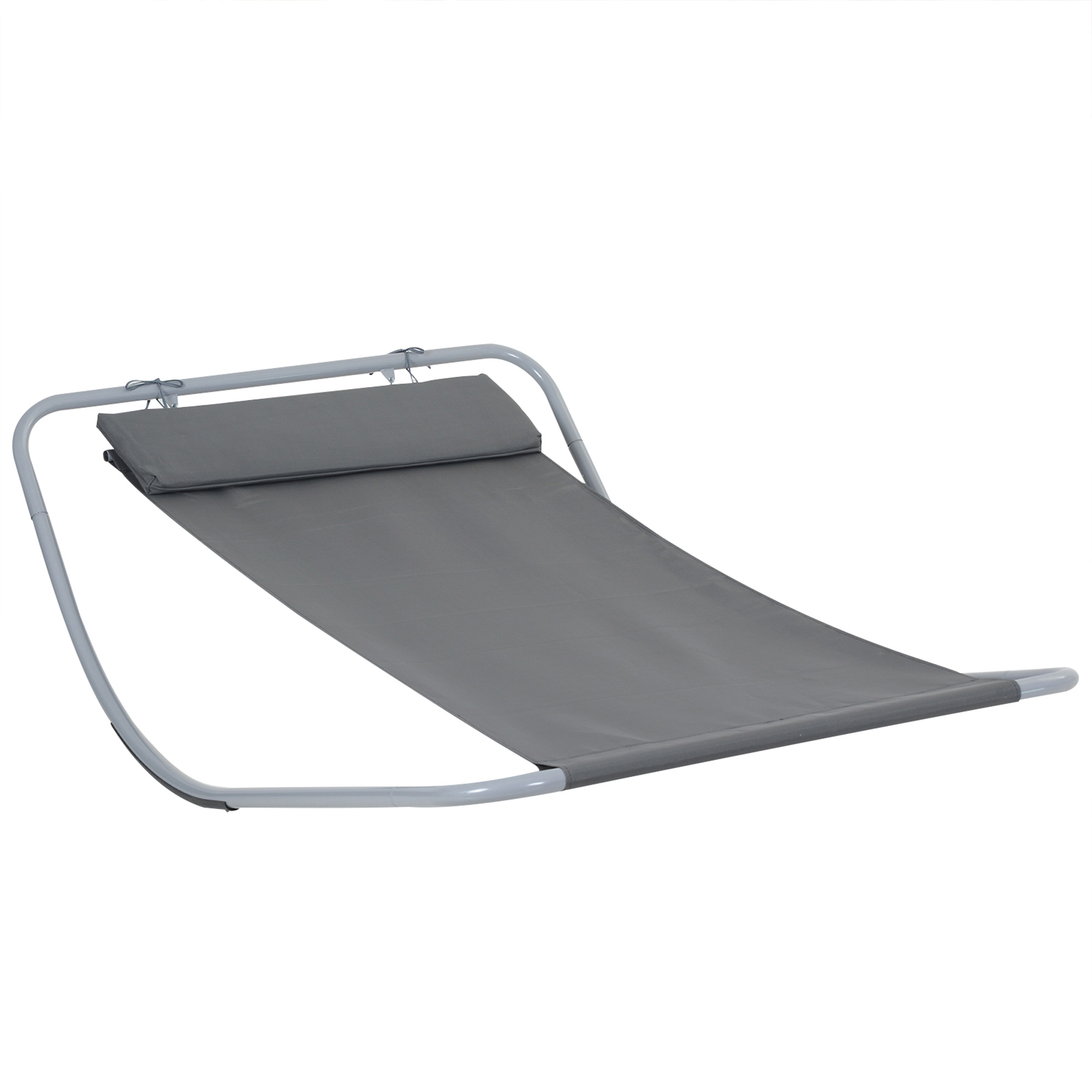 Outsunny Rocking Sun Lounger, Single Garden Lounger Sunbed with Headrest Pillows, Texteline Outdoor Rocking Chair Swing Hammock Daybed with Metal Frame for Patio, Terrace, 212 x 132 x 66 cm, 