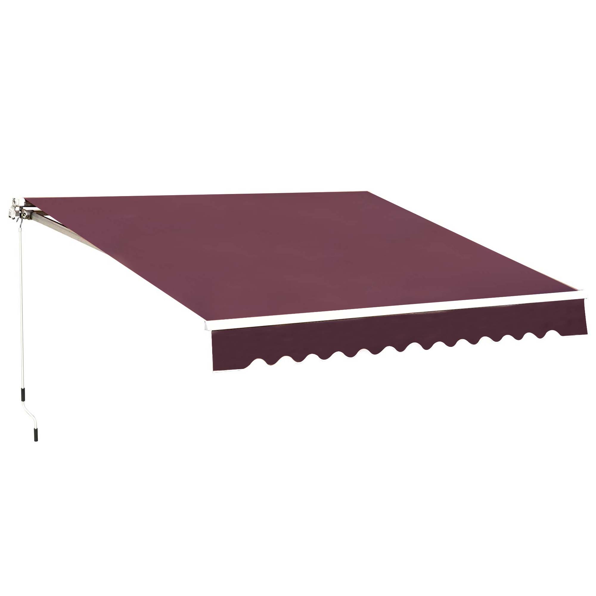 Outsunny 3 x 2.5m Manual Retractable Awning for Patio 45-75° Sun Canopy with Waterproof Fabric - Wine Red