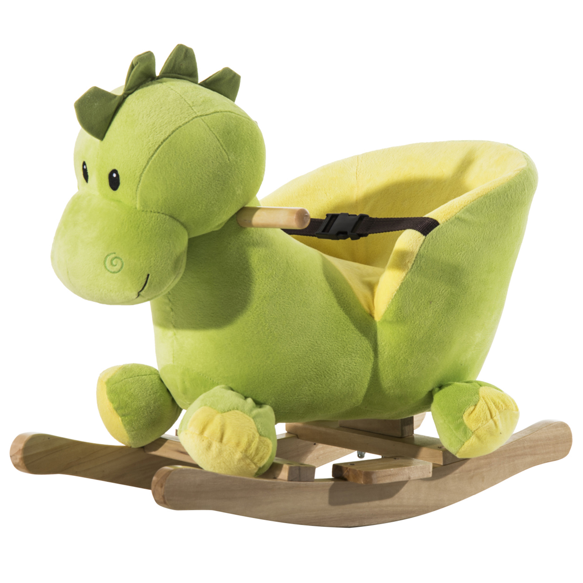 HOMCOM Kids Rocking Horse, Plush Ride-On Dinosaur Seat, with Seat Seat Belt, 32 Songs, Ride-On Horse