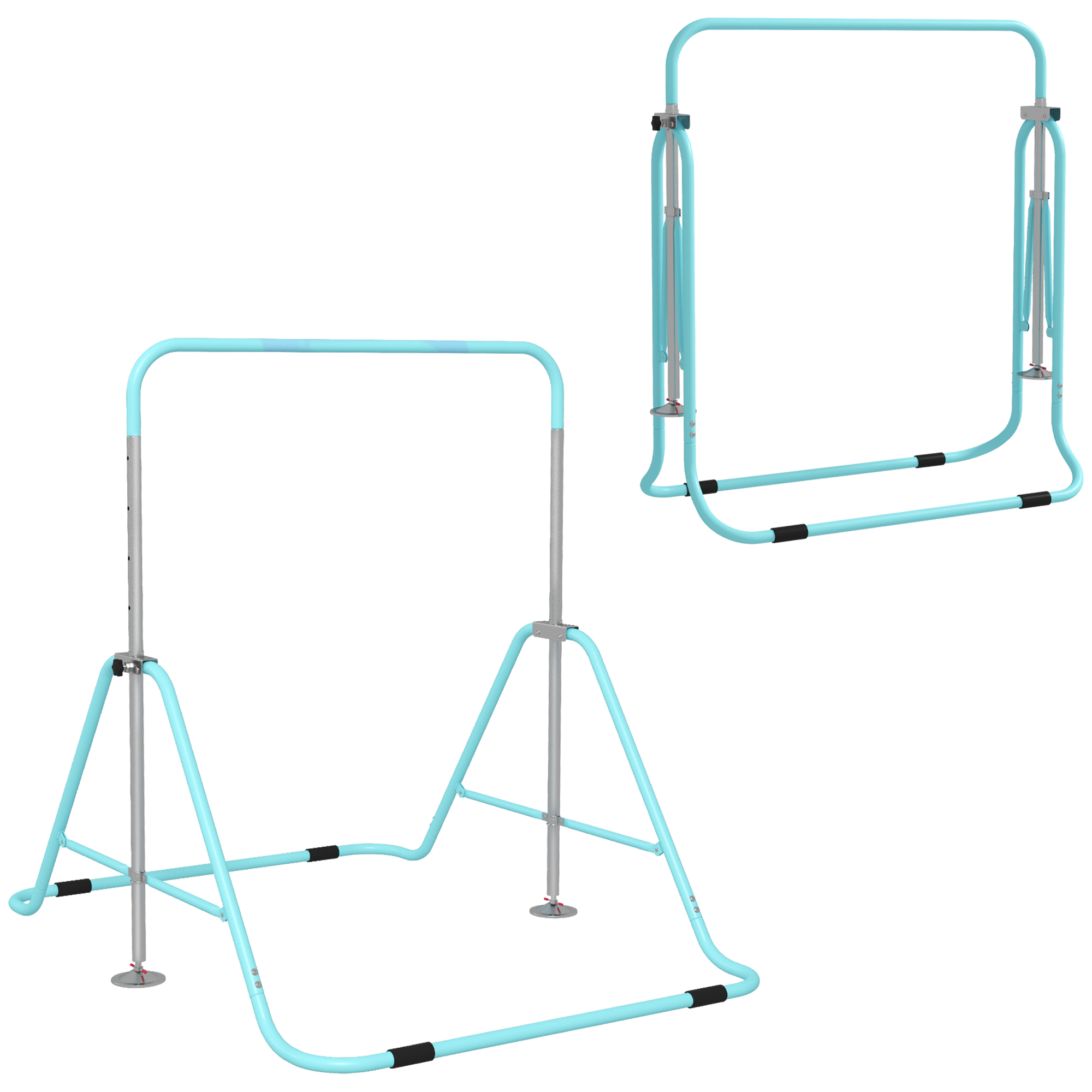 HOMCOM Kids Gymnastic Bar, with Adjustable Height, Foldable Horizontal Bars - Light Blue