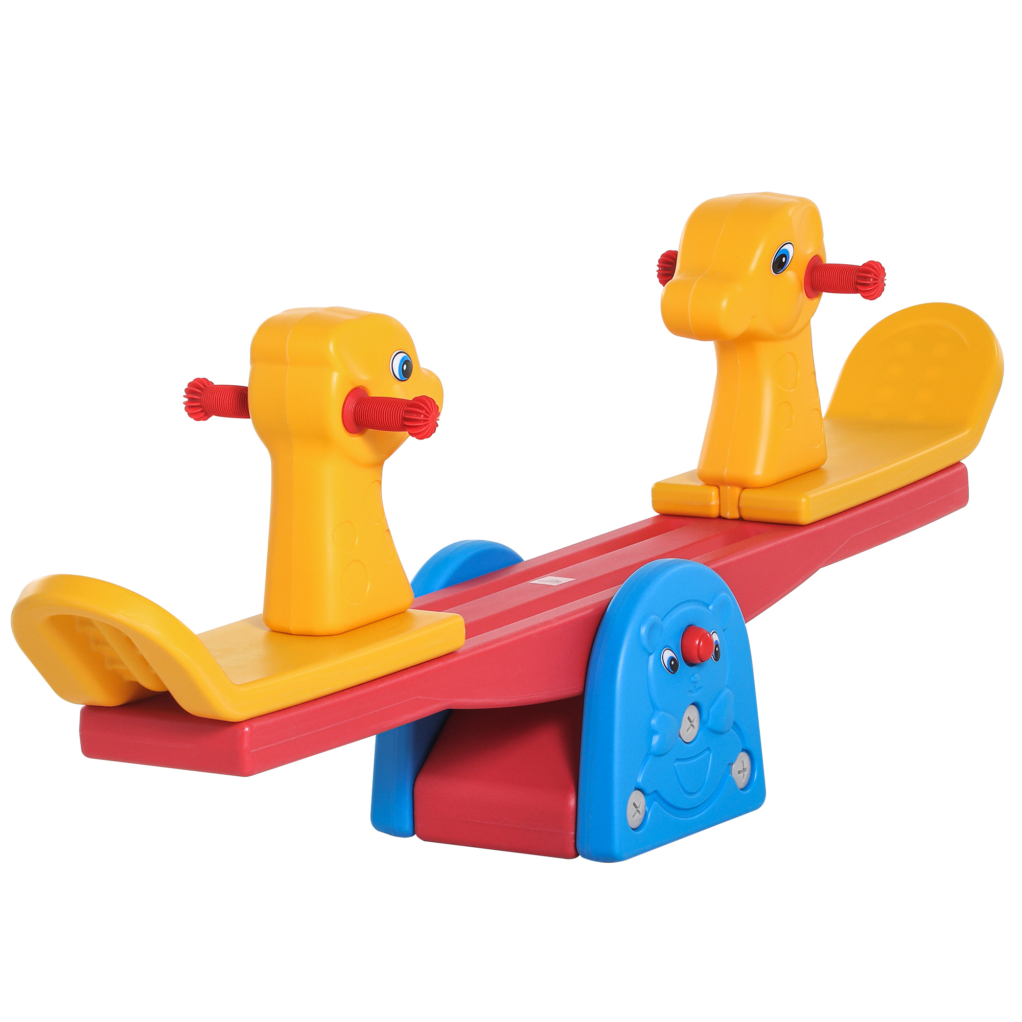 HOMCOM Kids Seesaw Teeter Totter 2 Seats with Easy-Grip Handles, Indoor Outdoor Living Room Playroom Garden, for 1-4 years old