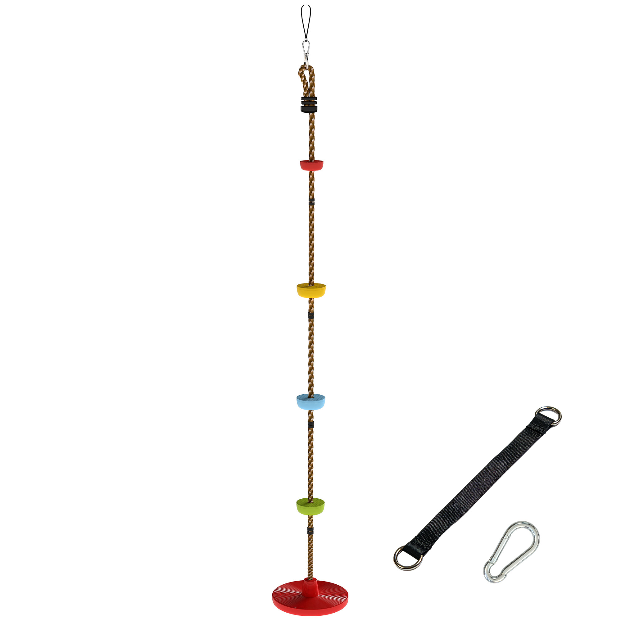 AIYAPLAY Climbing Rope, Kids Tree Swing Kit with Platforms and Disc Swings Seat, Obstacle Course Kids for Garden, Red