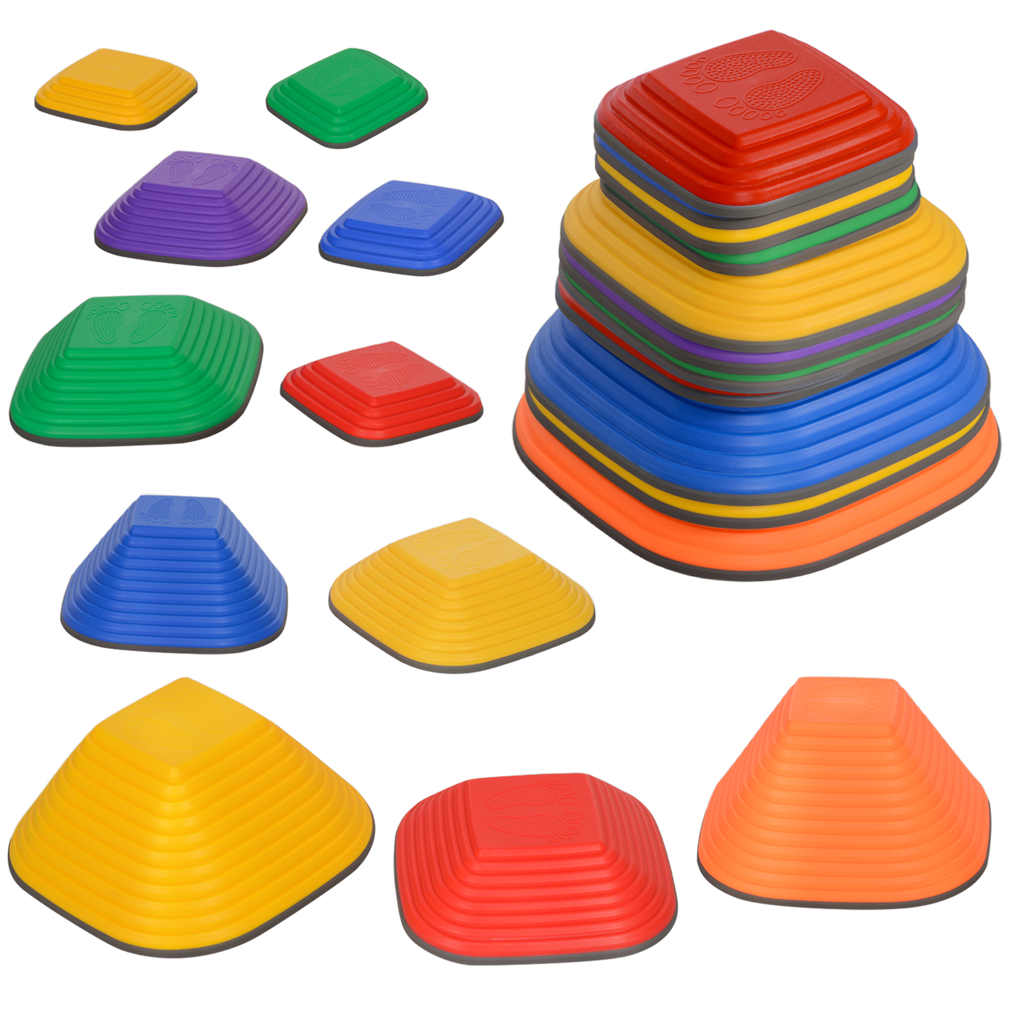 AIYAPLAY Balance Stepping Stones for Kids, 11-Piece Non-Slip Stackable River Stones, Obstacle Courses for Balance and Motor Skill