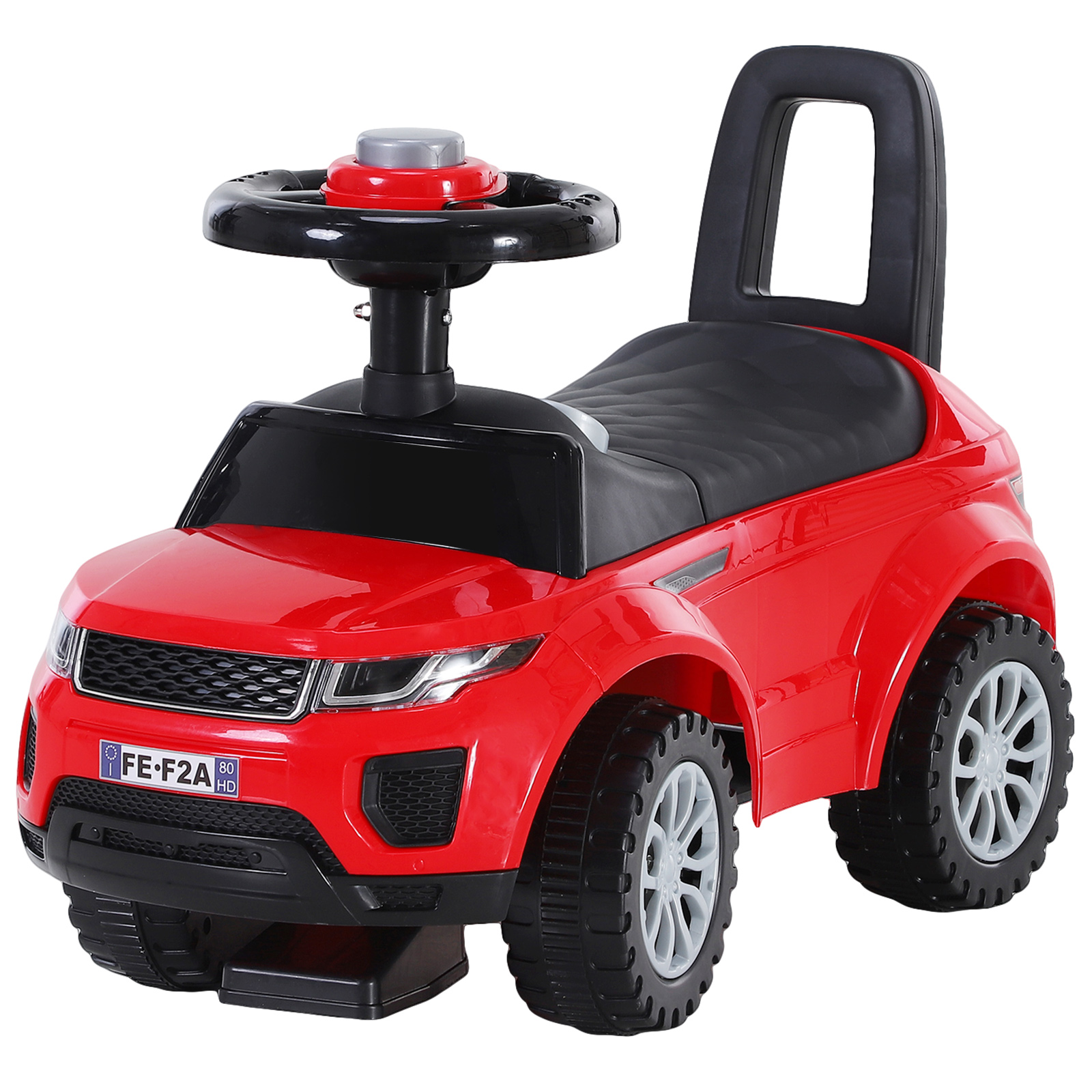 HOMCOM 3-in-1 Ride On Car Foot To Floor Slider Toddler w/ Horn Steering Wheel NO POWER Manual Under Seat Storage Secure Design for 1-3 Year Old Red