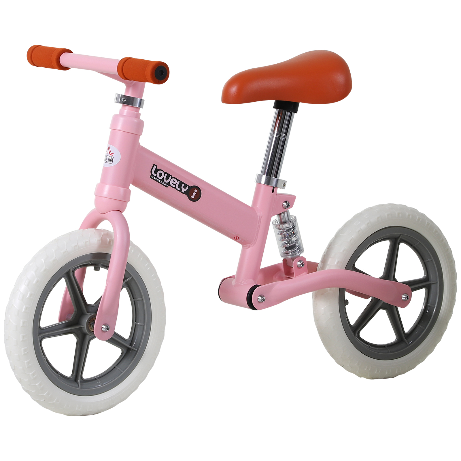 HOMCOM 12" Kids Balance Bike No Pedal Bicycle EVA Tyre Adjustable Seat Toddler Training Bike W/ Shock Absorber 2 - 5 Years Gift for Boys Girls Pink
