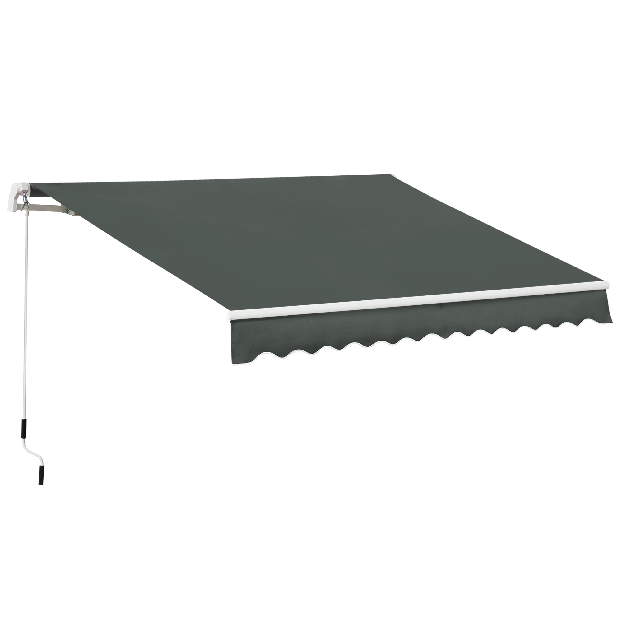 Outsunny 3.5M x 2.5M Manual Awning Canopy Retractable Sun Shade Shelter for Garden Patio