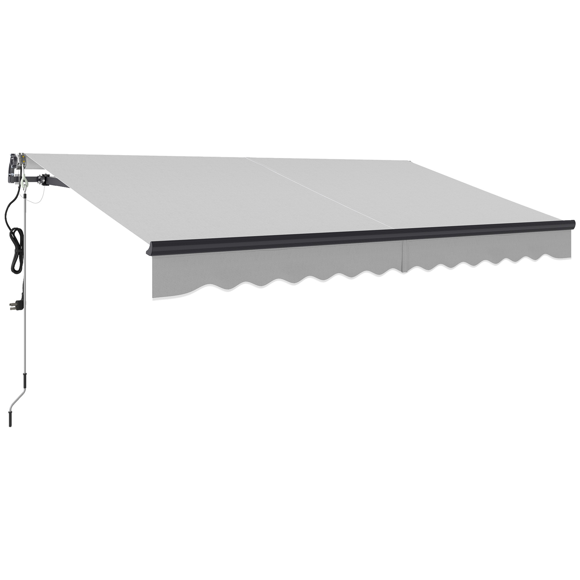 Outsunny 3.5 x 3(m) Electric Awning with Remote Controller, Aluminium Frame DIY Retractable Awning, UPF30+ Sun Shade Canopy for Garden Patio Deck Door Window, Light Grey