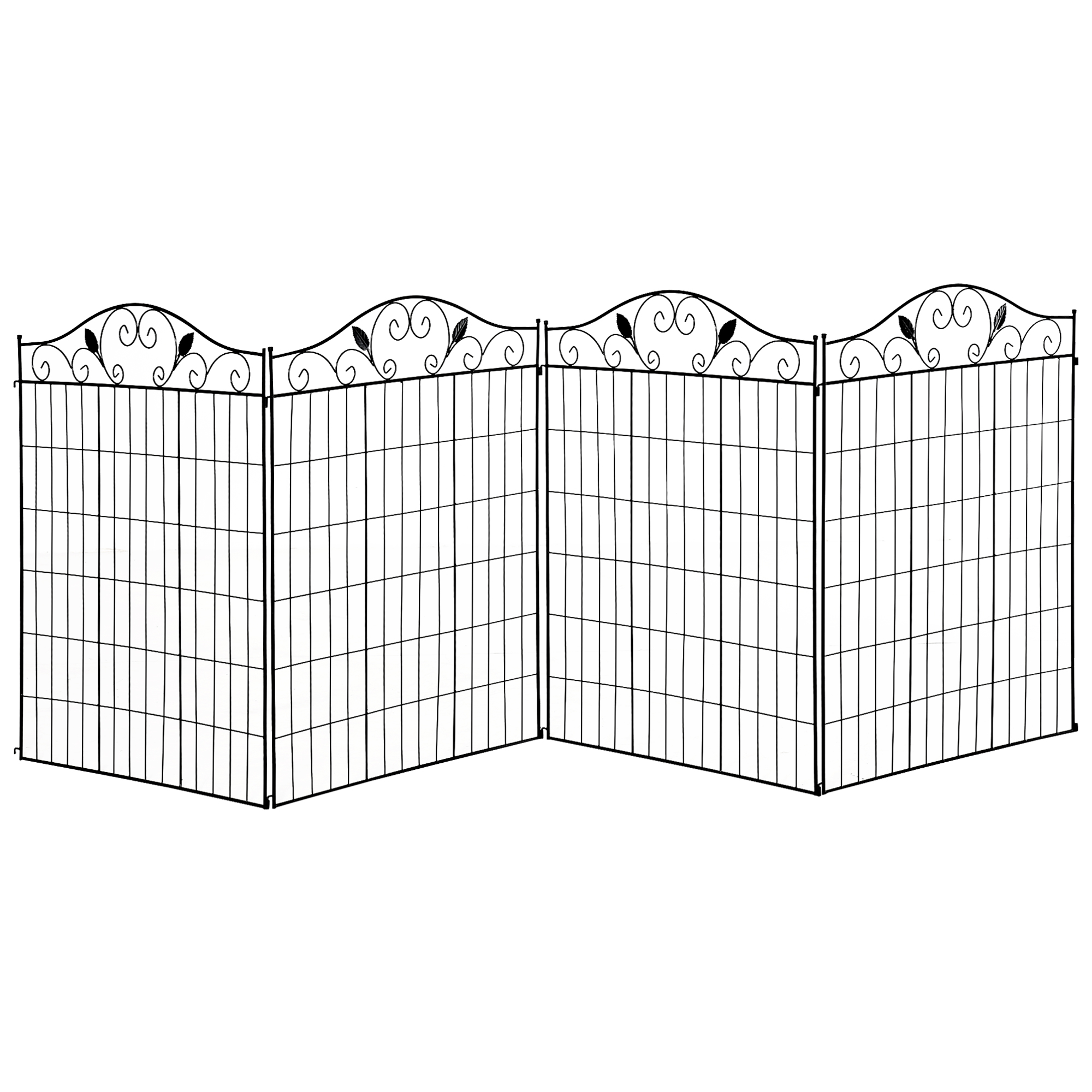 Outsunny Garden Decorative Fence 4 Panels 44in x 12ft Metal Wire Landscape Border Edging