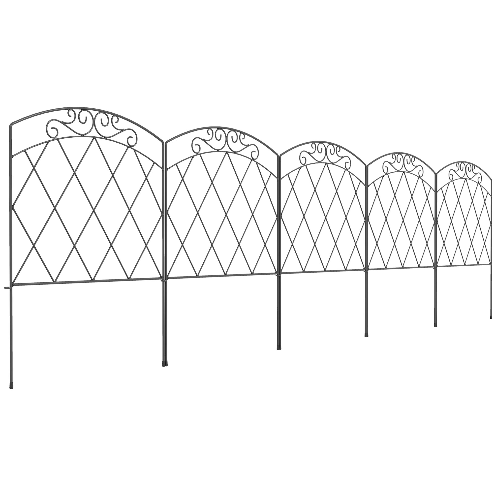 Outsunny 3m Decorative Metal Garden Fence - Diamond and Swirl Pattern