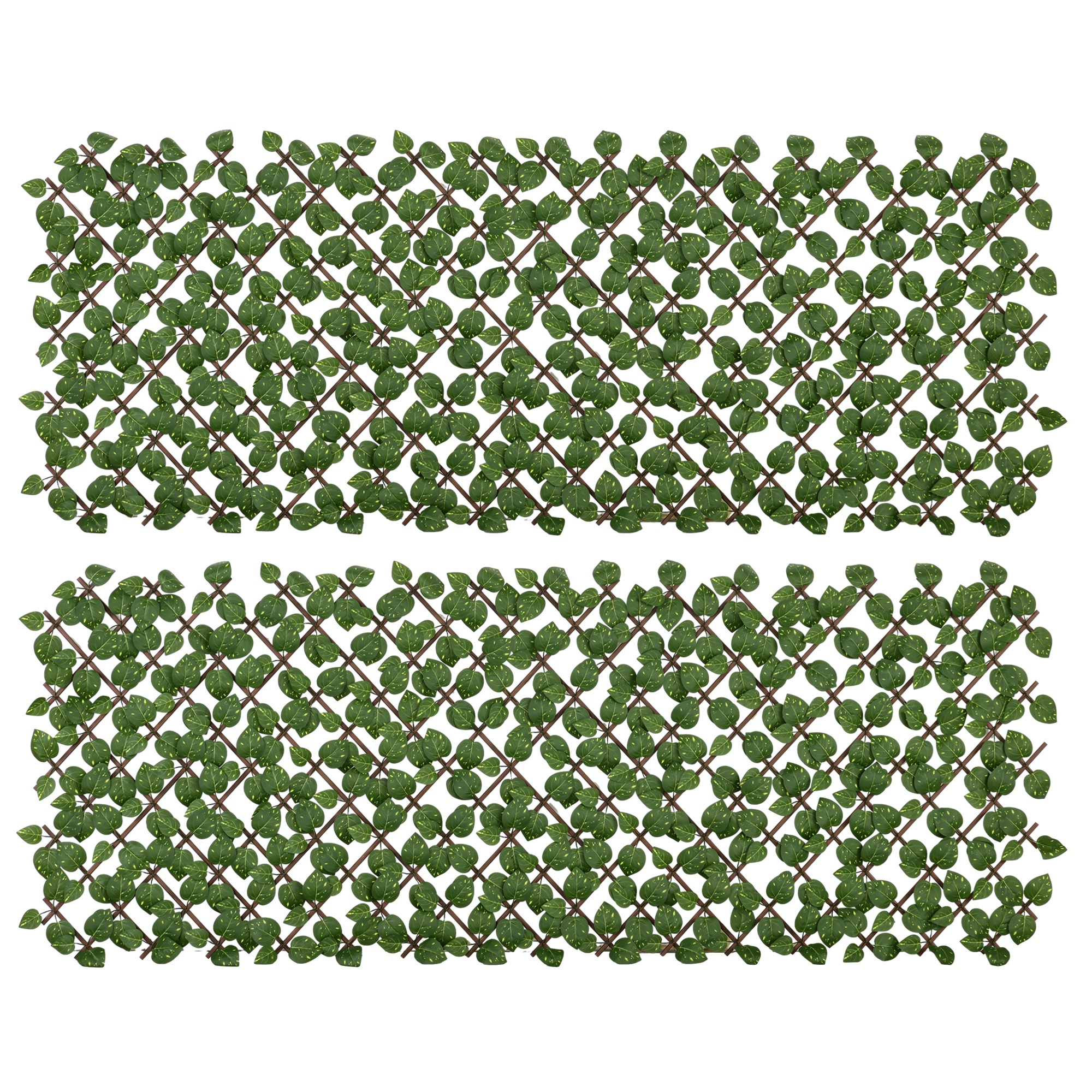Outsunny Set of 2 Expandable Artificial Trellis Hedges – Realistic Leaf Privacy Screen, 2 x 1 m