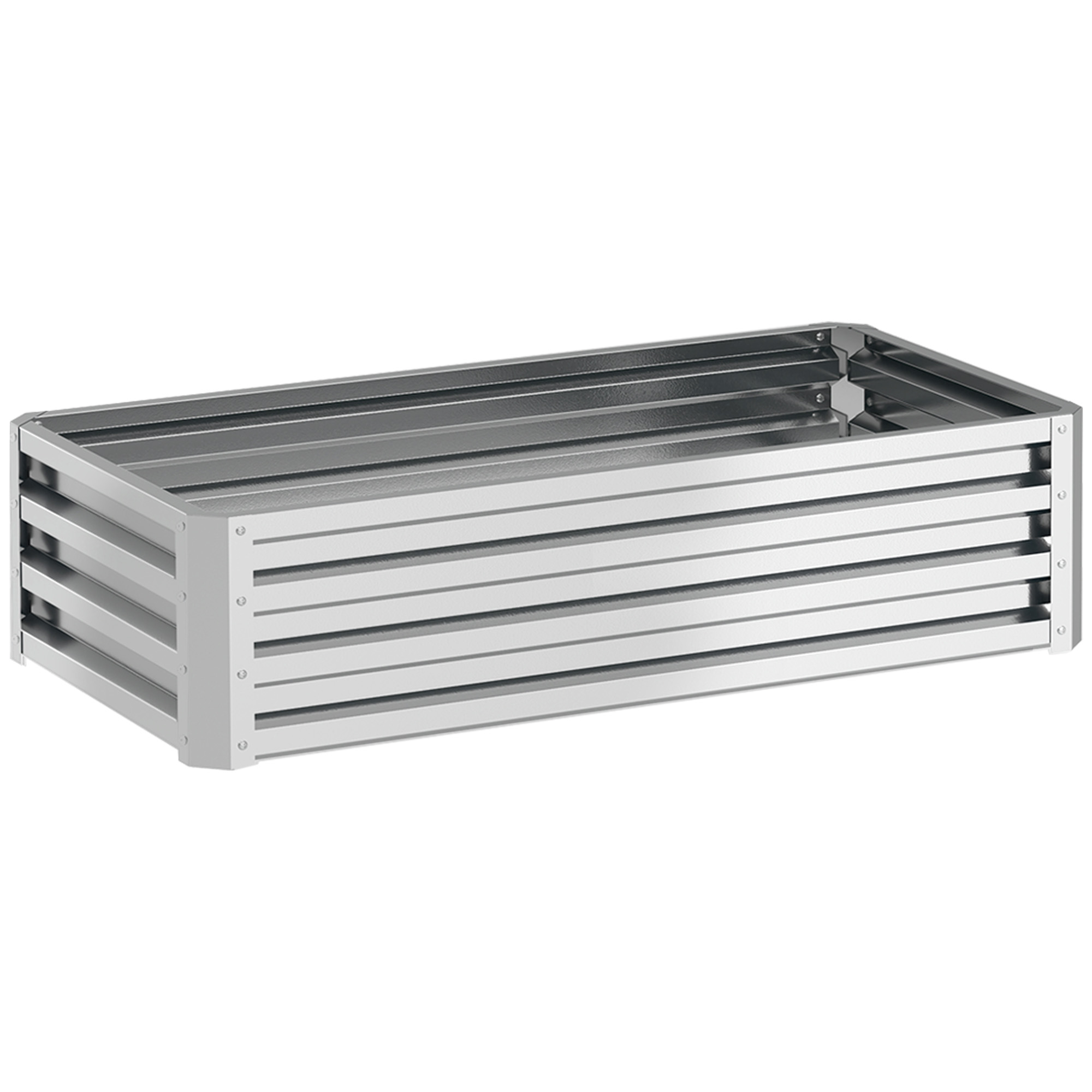 Outsunny Raised Beds for Garden, Galvanized Outdoor Planters, for Herbs and Vegetables, Use for Patio, Backyard, Balcony, Silver