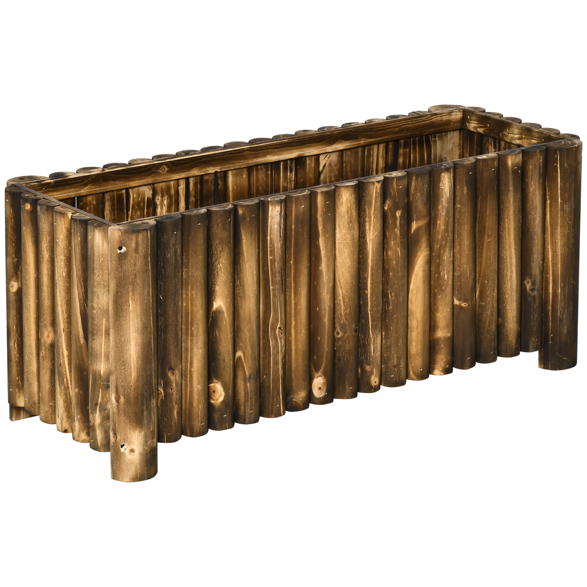 Outsunny Wooden Raised Garden Bed, 100 x 38.5 x 40cm Elevated Planter Box, Outdoor Flower Bed with Drainage Gaps, Easy Assembly, Natural