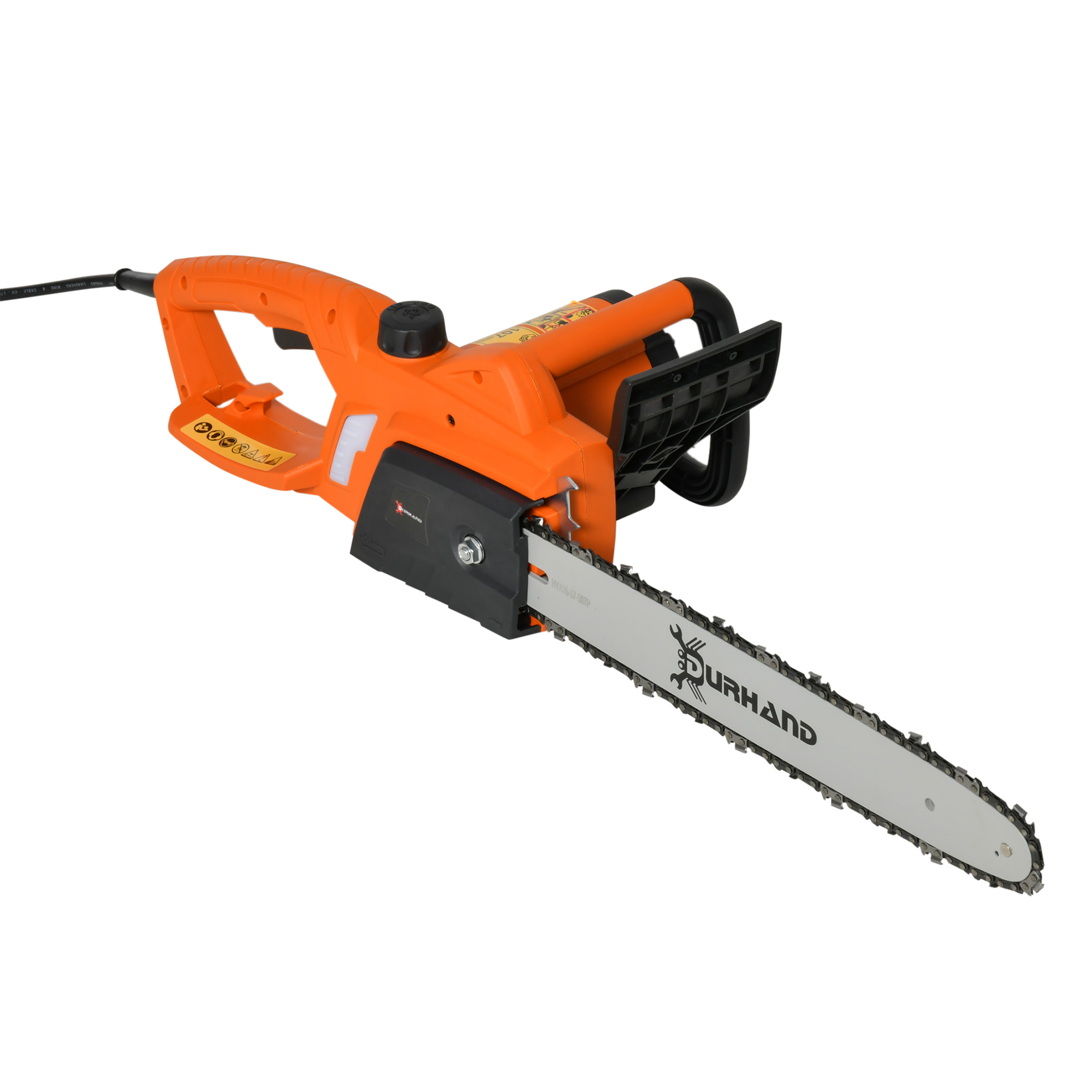 DURHAND 2000W Powerful Electric Chainsaw, 16" Aluminium Blade Portable Corded Chain Saw, 7250rpm Chain Saw for Garden Tree Pruning, 13m/s Chain Speed Auto Chain Lubrication to Cut Wood, Orang