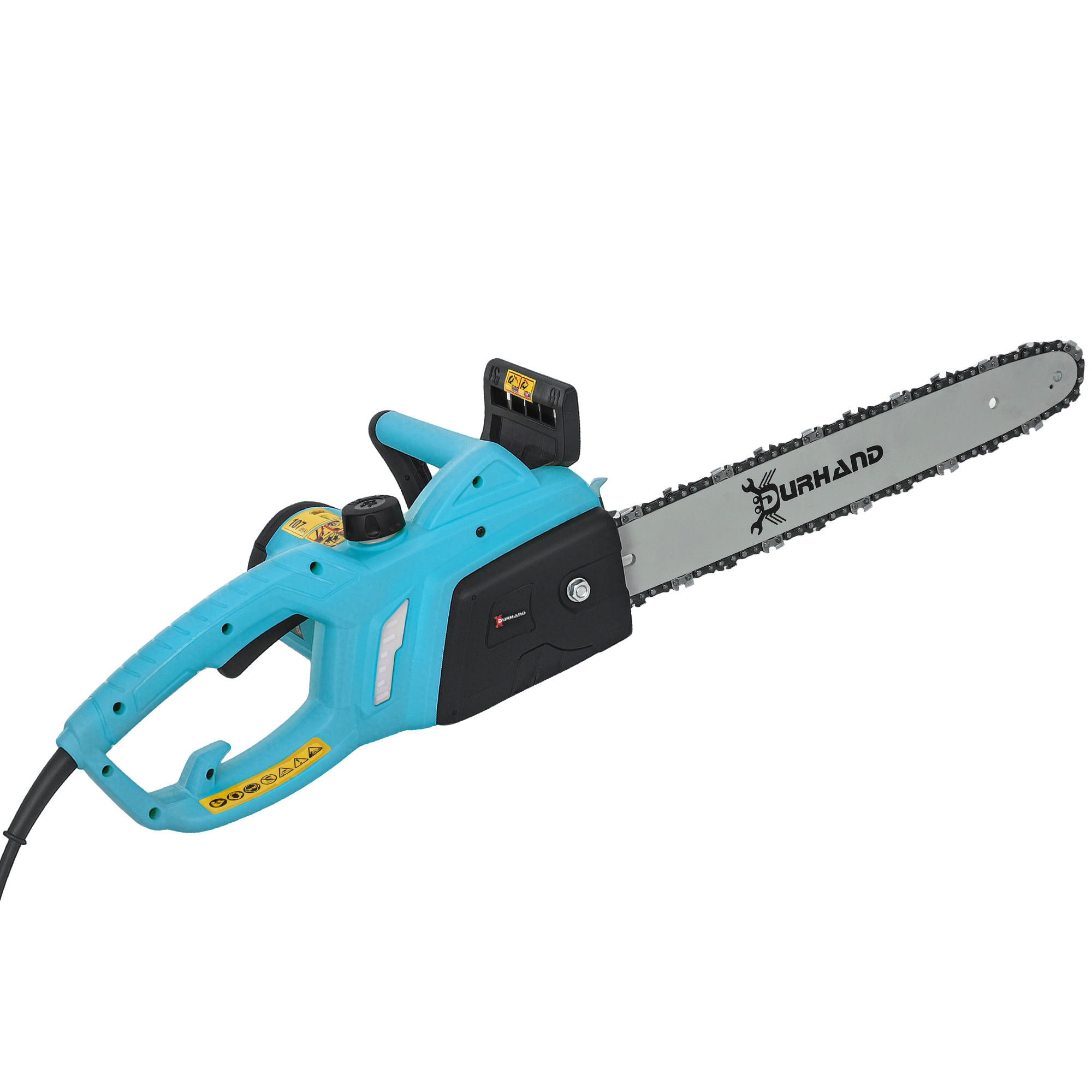 DURHAND 2000W Powerful Electric Chainsaw, 16" Aluminium Blade Portable Corded Chain Saw, 7250rpm Chain Saw for Garden Tree Pruning, 13m/s Chain Speed Auto Chain Lubrication to Cut Wood, Blue