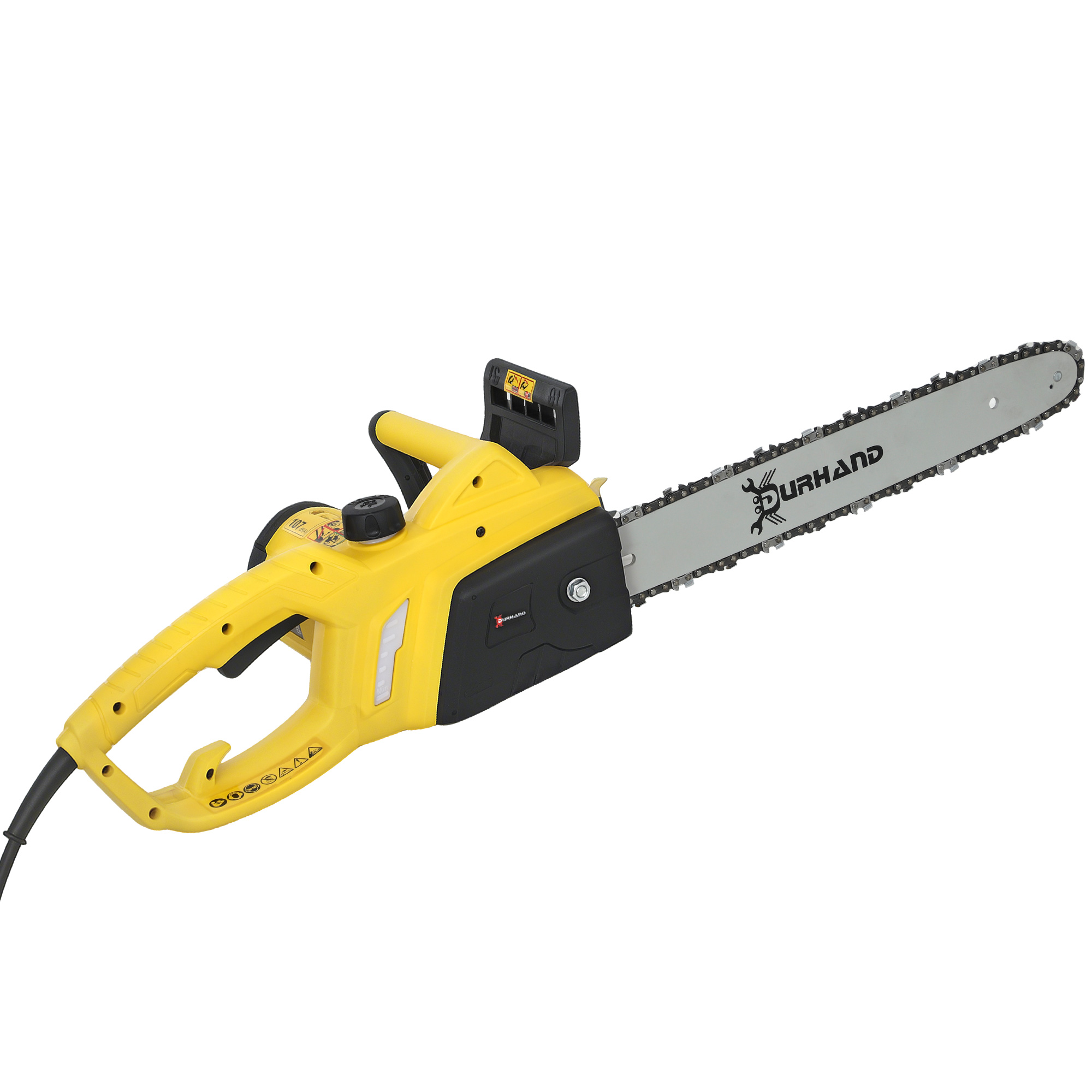 DURHAND 2000W Powerful Electric Chainsaw, 16" Aluminium Blade Portable Corded Chain Saw, 7250rpm Chain Saw for Garden Tree Pruning, 13m/s Chain Speed Auto Chain Lubrication to Cut Wood, Yello