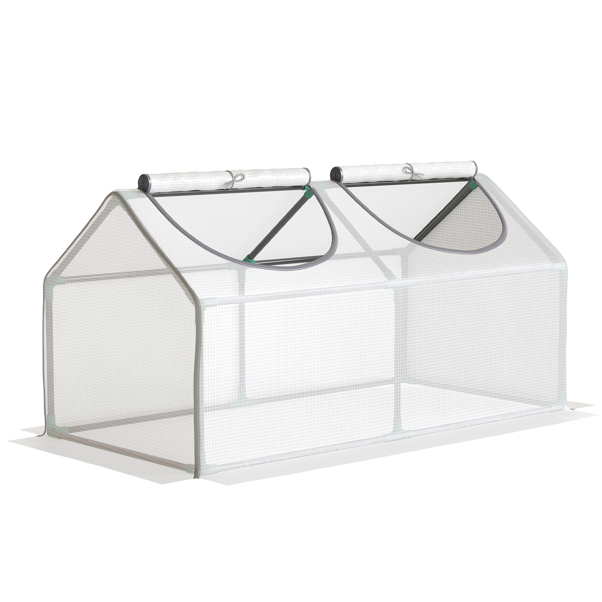 Outsunny Mini Greenhouse Portable Flower Planter Tomato Vegetable House for Garden Backyard with Zipper 120 x 60 x 60 cm, White