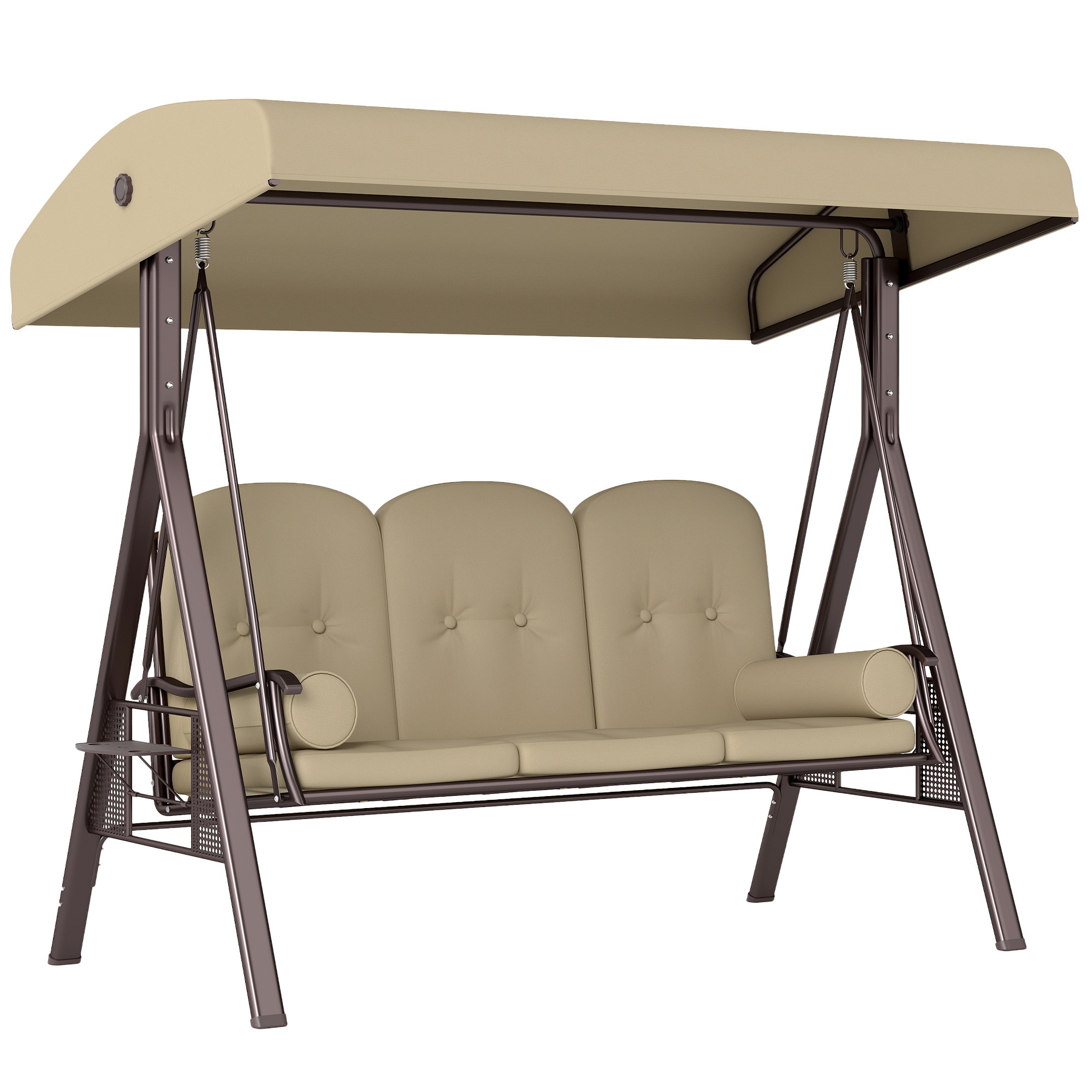 Outsunny Three-Seater Garden Swing Chair - Brown