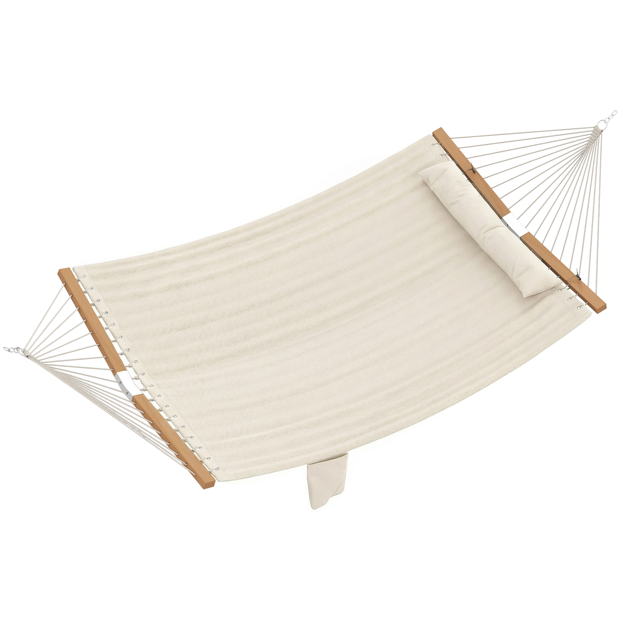 Outsunny Double Hammock 2 Person Swing Bed with Spreader Bars, Pillows, Pad, 200 x 140cm, Cream White