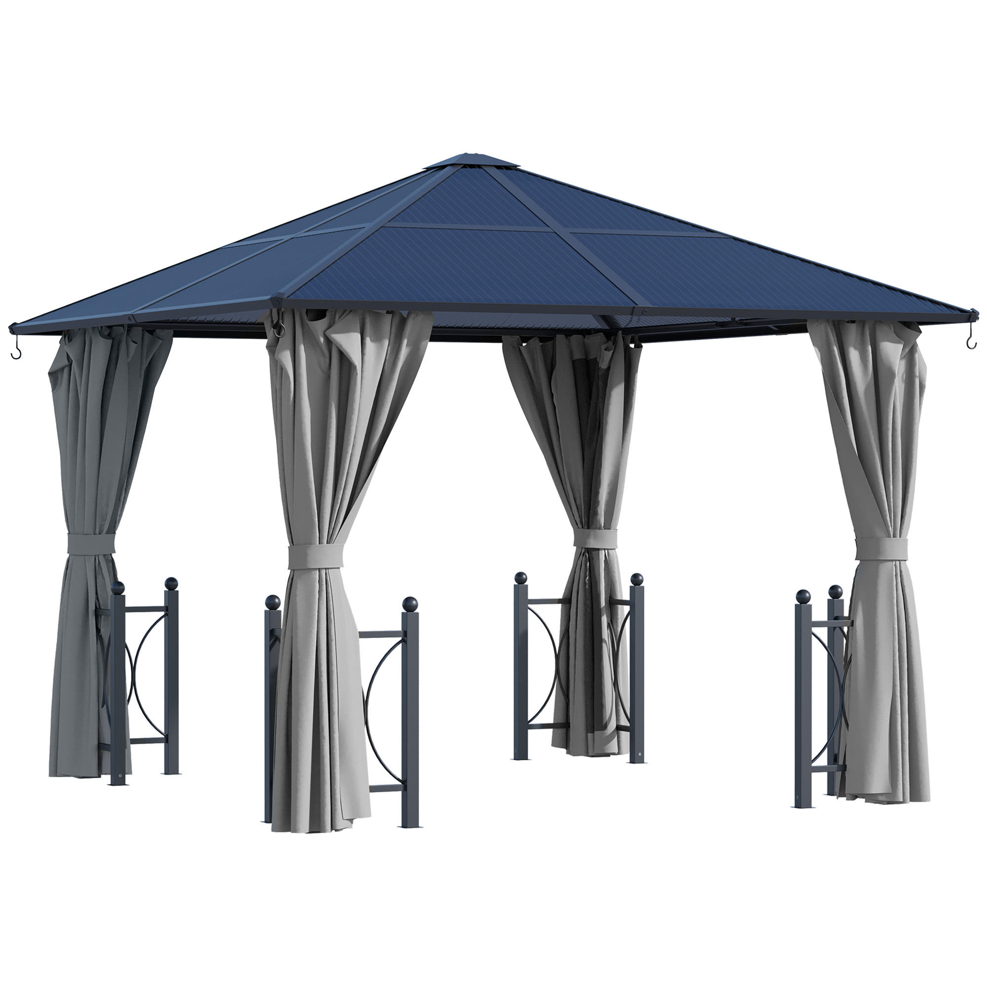 Outsunny 3 x 3(m) Hardtop Gazebo Canopy with Polycarbonate Roof, Alloy Aluminium Frame, Black