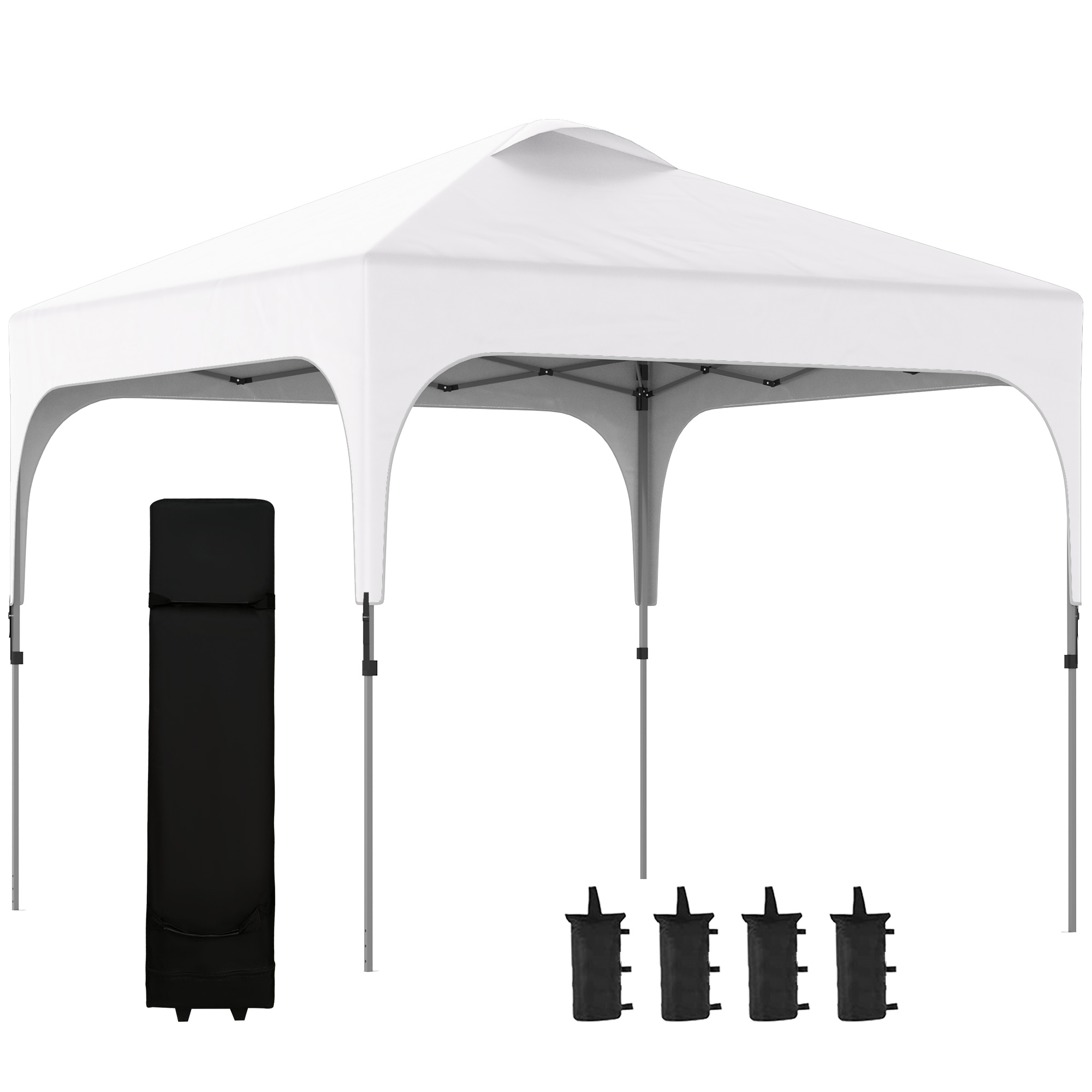 Outsunny 3 x 3(M) Pop Up Gazebo, UPF 50+ Foldable Canopy Tent with Wheeled Carrybag, 4 Leg Weight Bags, Height Adjustable Marquee Shelter 1 person easy setup for Outdoor Garden Patio Party, W