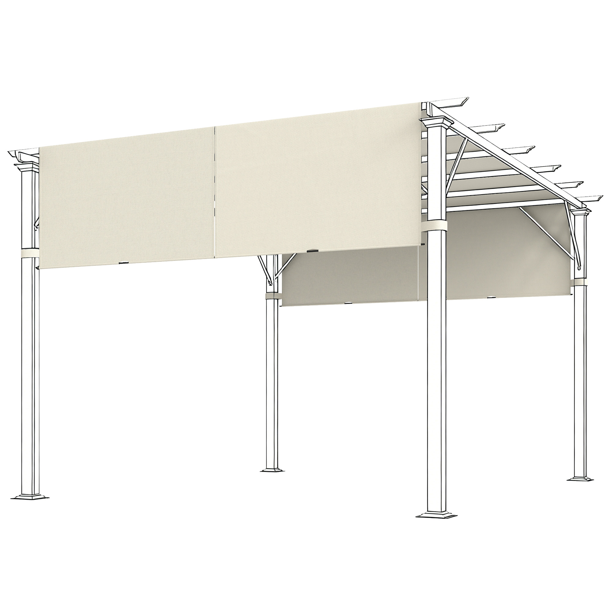 Outsunny 2 Pcs UV Protection Pergola Replacement Canopy, Pergola Shade Cover, Easy to Install, for 3 x 3(m) Pergola, Cream White