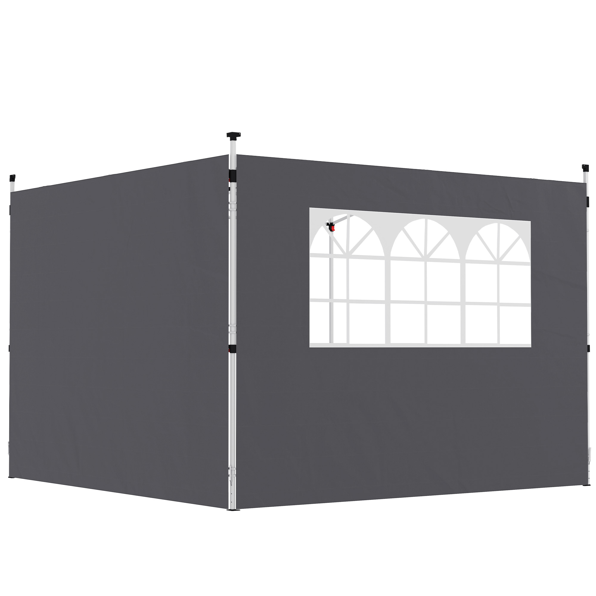 Outsunny 2.95 Meters Gazebo Replaceable Exchangeable Side Panel Wall Panels Walls With Window, Dark Grey