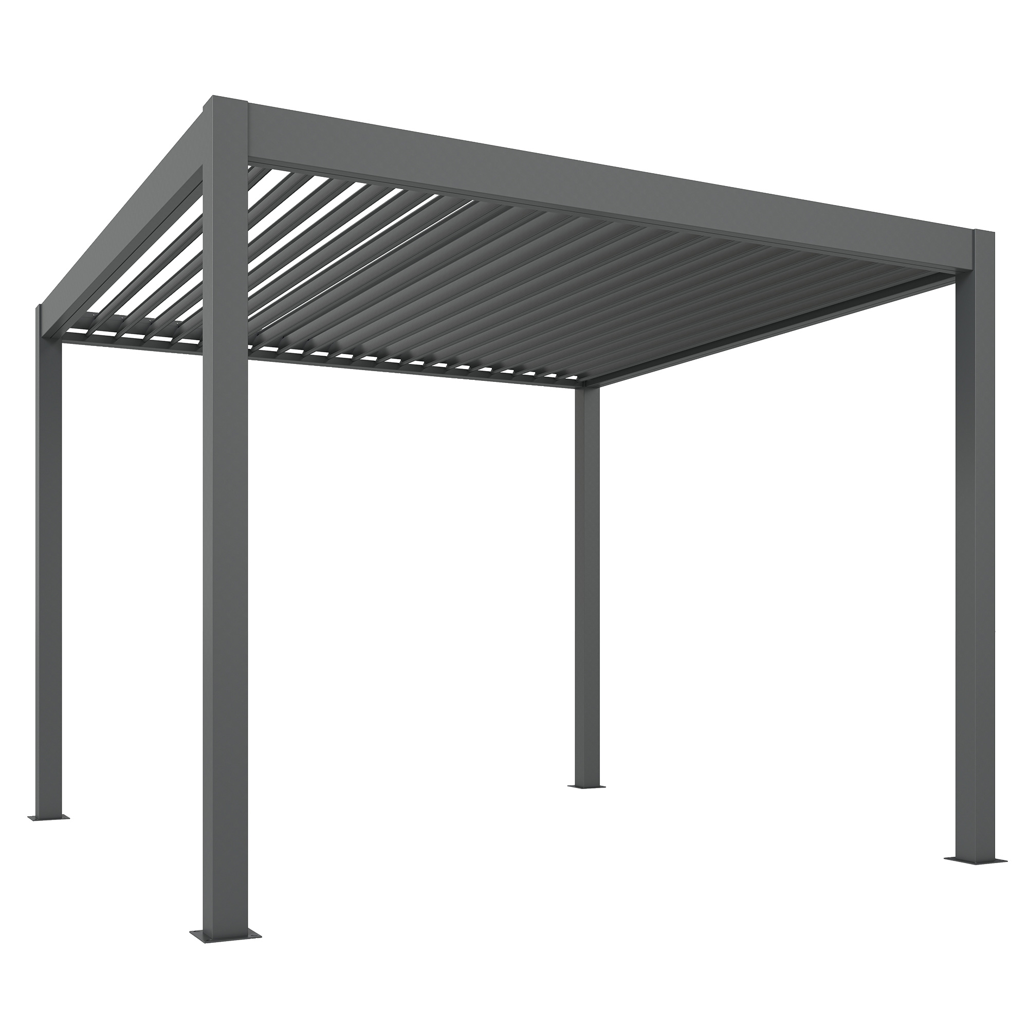 Outsunny 3 x 3(m) Electric Louvered Pergola with LED Lights, Aluminium Pergola Hardtop Gazebo with Remote, Adjustable Roof and Drainage System, Water and UV Proof