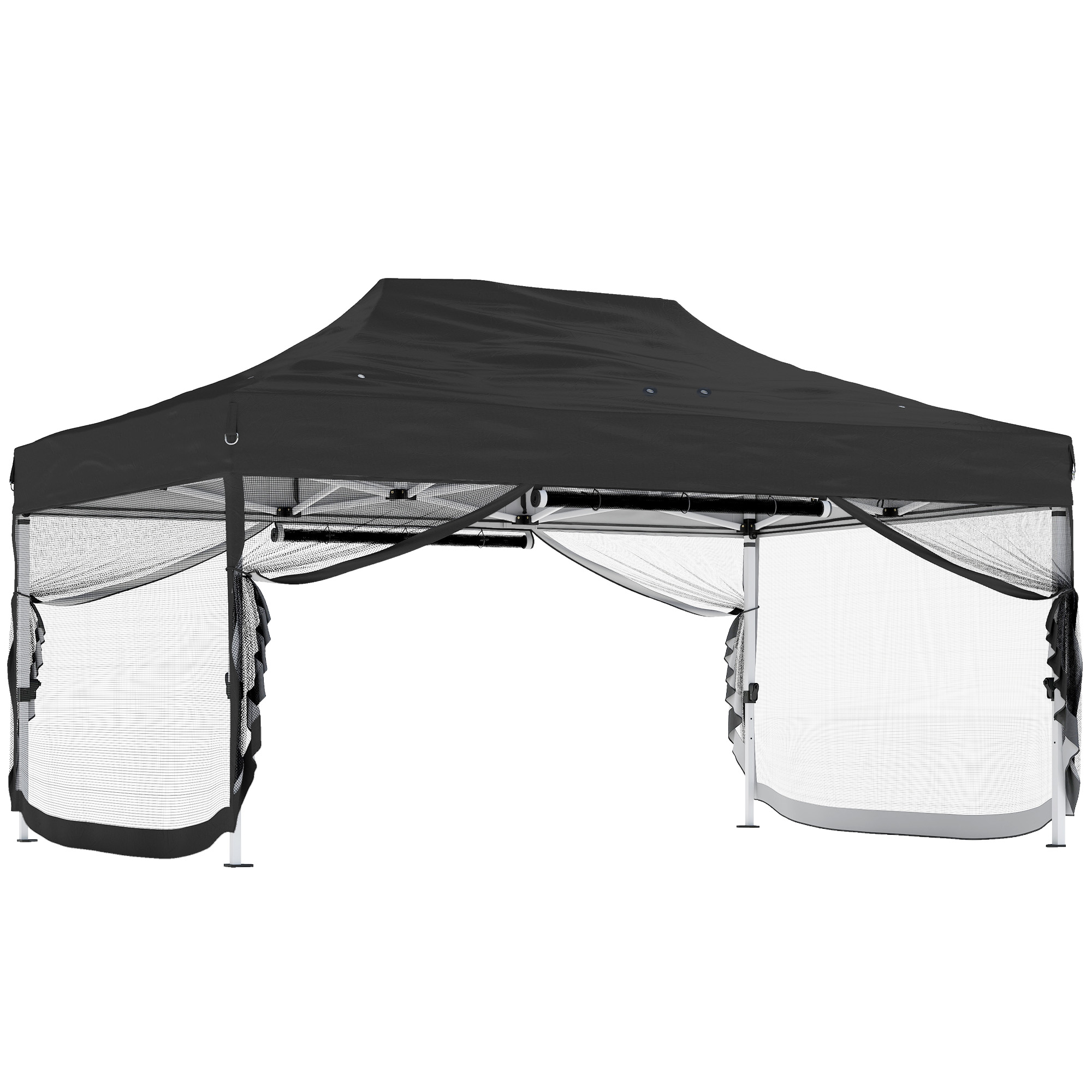 Outsunny 3 x 4.5 m Pop Up Gazebo with Mesh Nettings, UPF50+ Heavy Duty Outdoor Garden Party Tent Marquee, Black