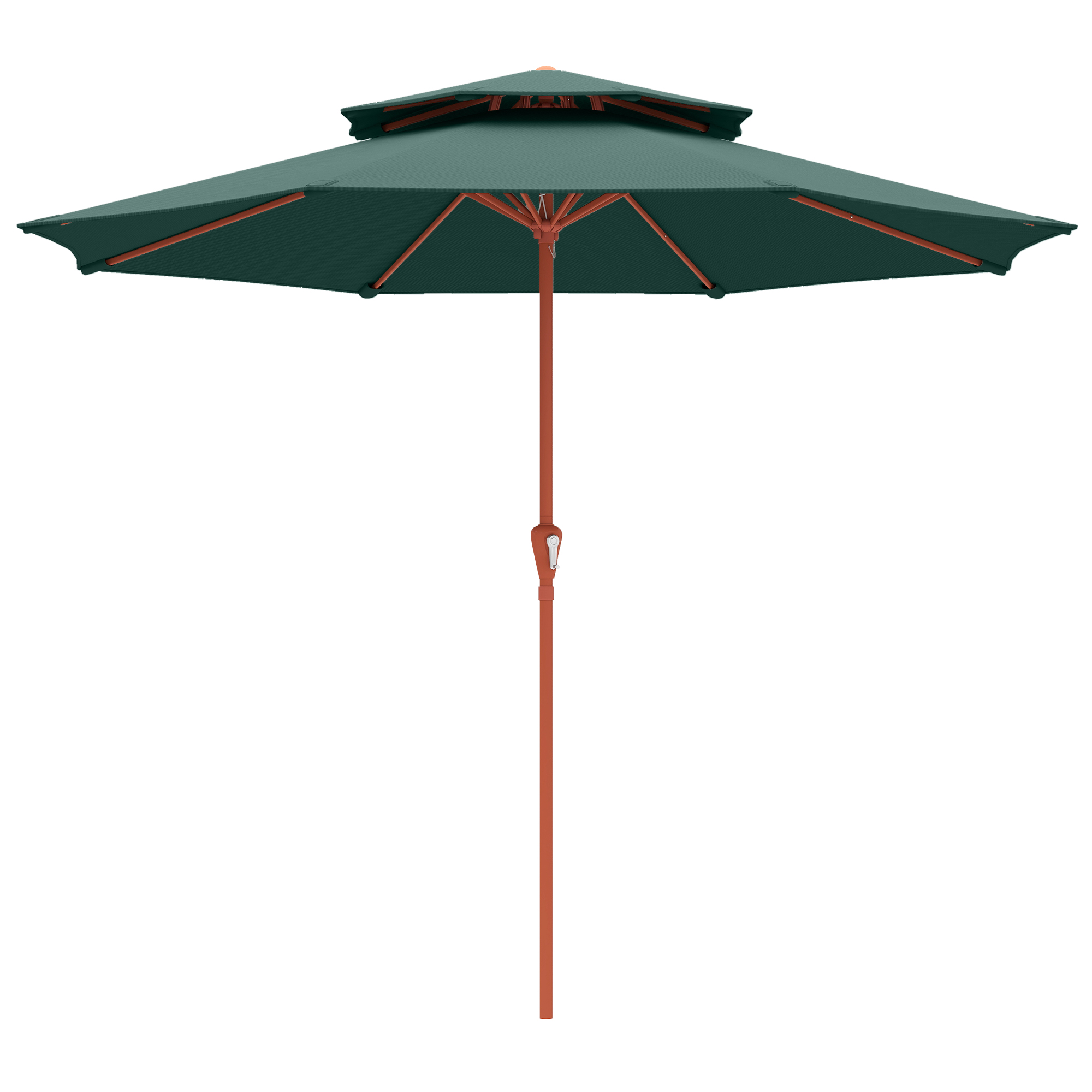 Outsunny 2.7 m Garden Parasol with Double Top Outdoor Market Table Umbrella with Crank System, Green