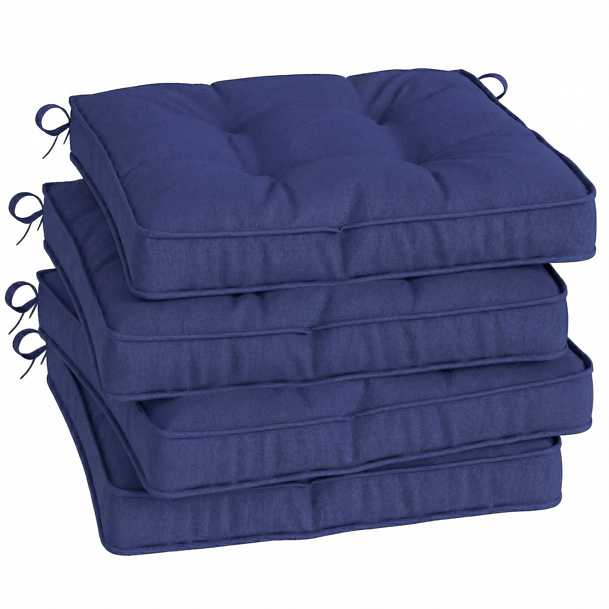 Outsunny Garden Seat Cushion with Ties, 42 x 42cm Replacement Dining Chair Seat Pad, Dark Blue