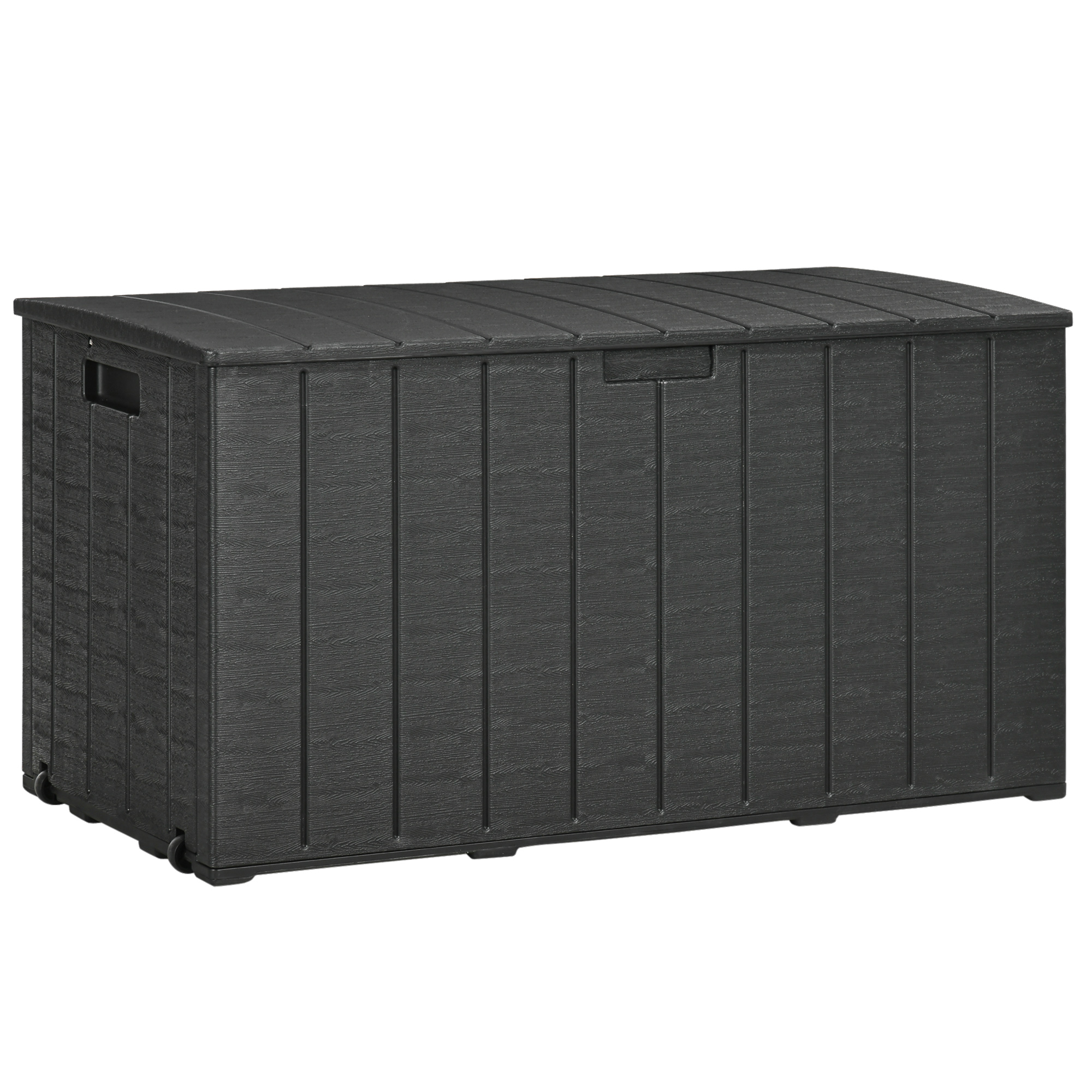 Outsunny 336 Litre Garden Storage Box, Water-resistant Heavy Duty Double Wall Plastic Container, Extra Large Outdoor Garden Furniture Organizer, Deck Cushion Chest with Wheels and Handles, Bl