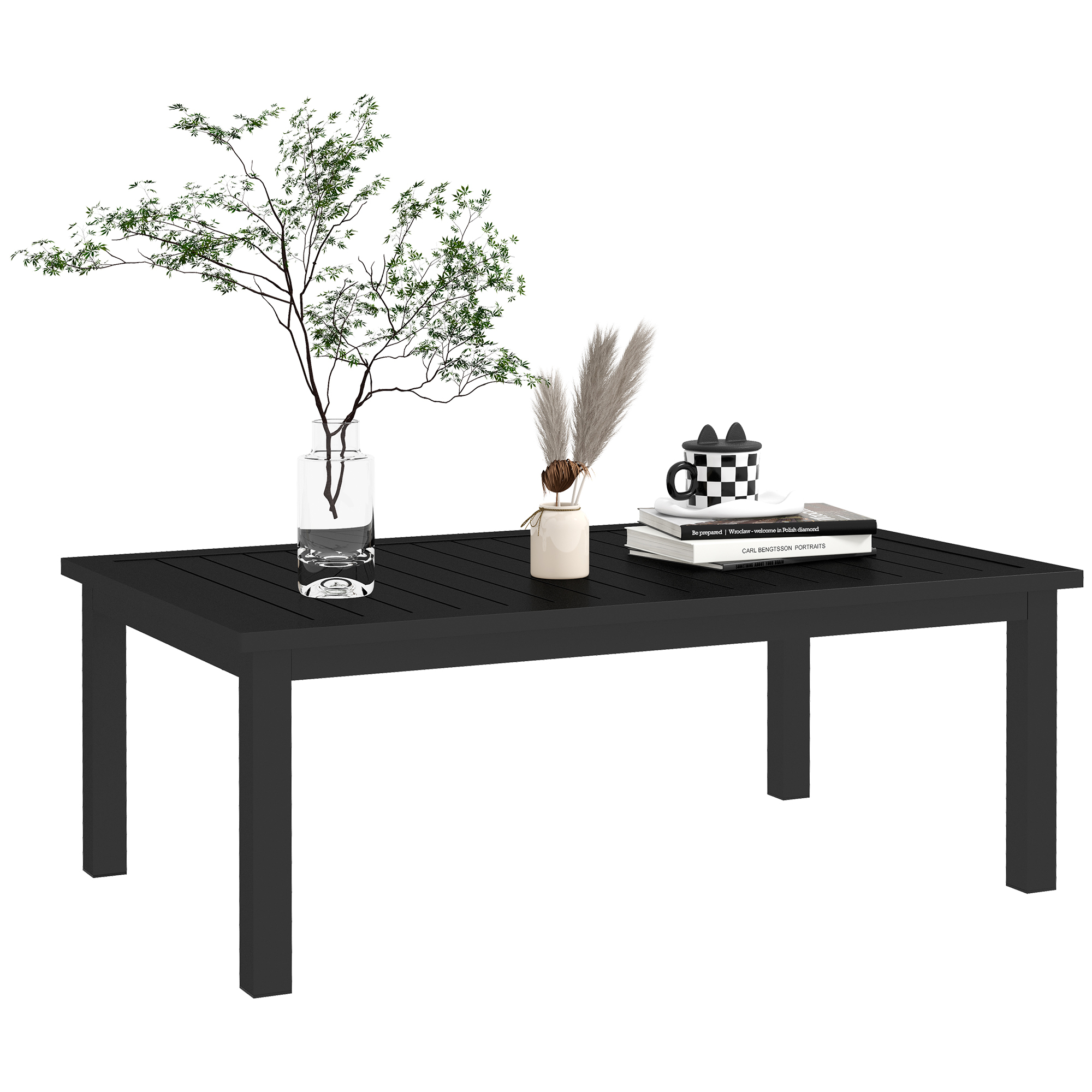 Outsunny 100cm x 60cm Aluminium Outdoor Coffee Table - Black