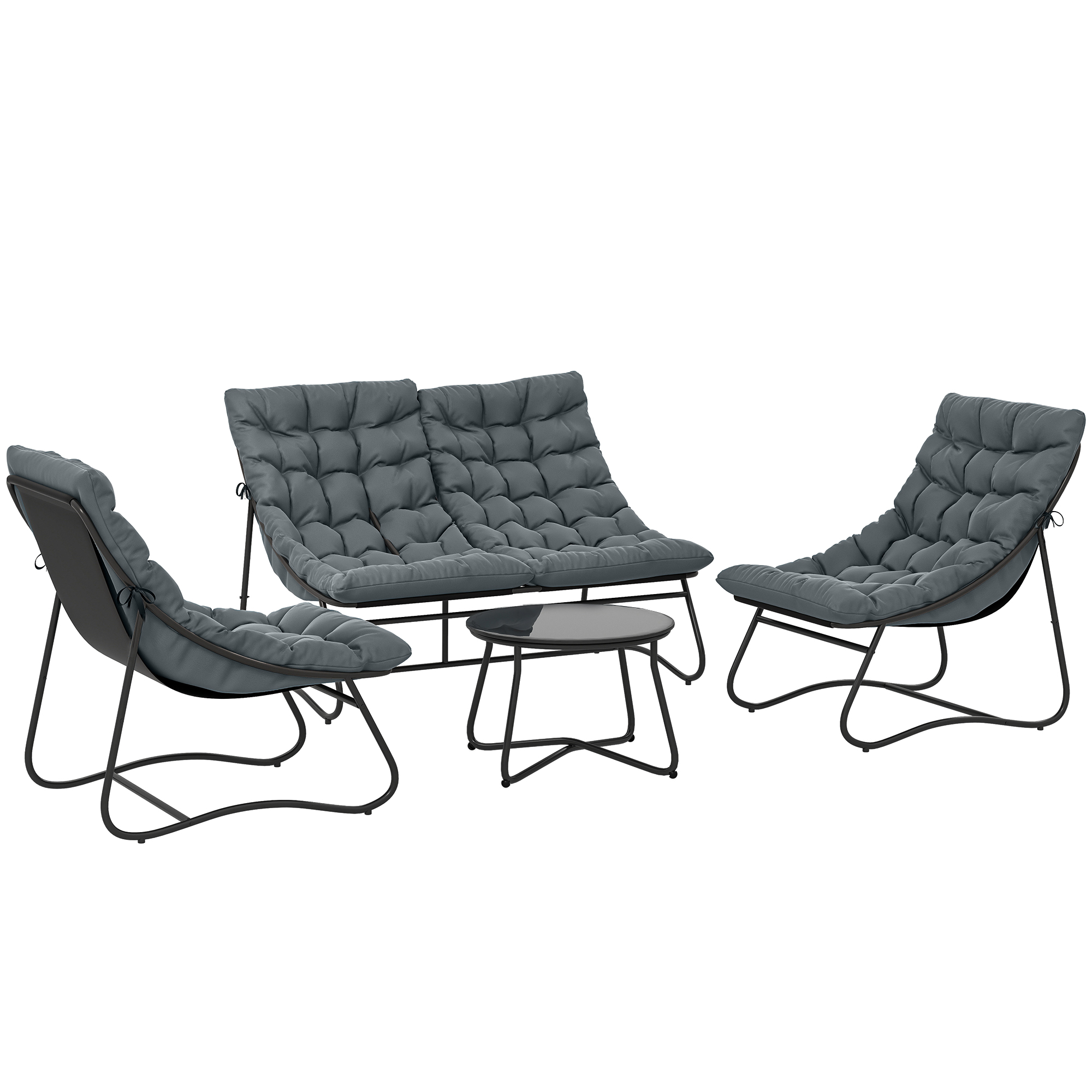 Outsunny Four-Piece Curved Seat Garden Sofa Set - Grey/Black