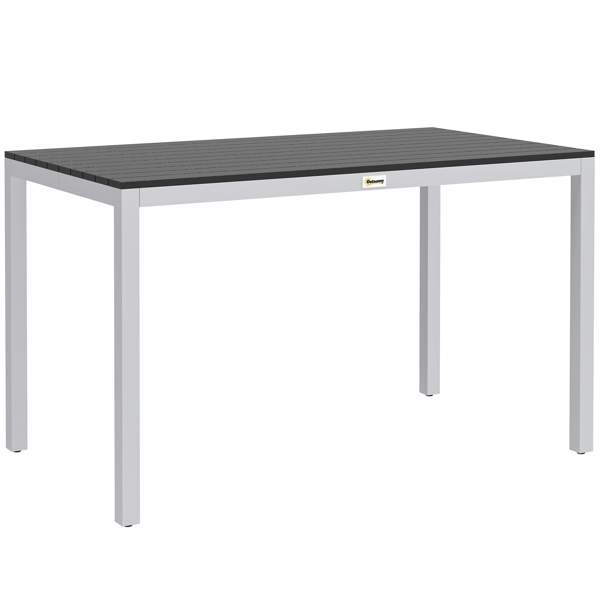 Outsunny Garden Table for 4-6, 120 x 70 cm Outdoor Dining Table with Rust-Resistant Aluminium Frame, Easy Maintenance Slatted Top, for Patio, Terrace, Balcony, Black
