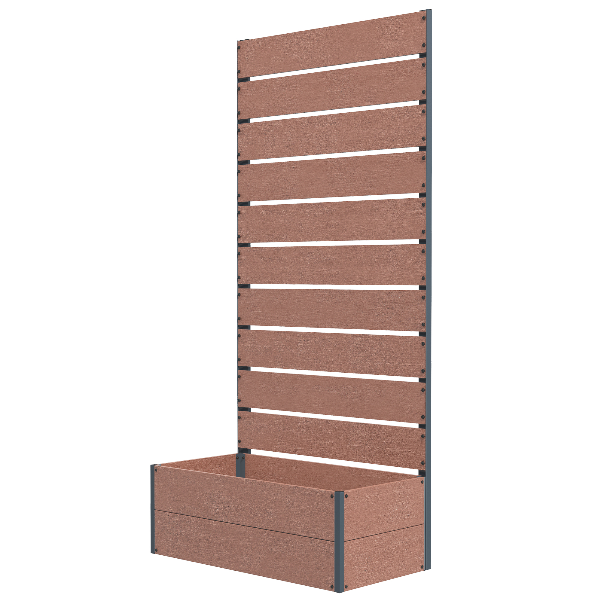 Outsunny 34 x 69.5cm Garden Planter Box, with Back Trellis, Brown