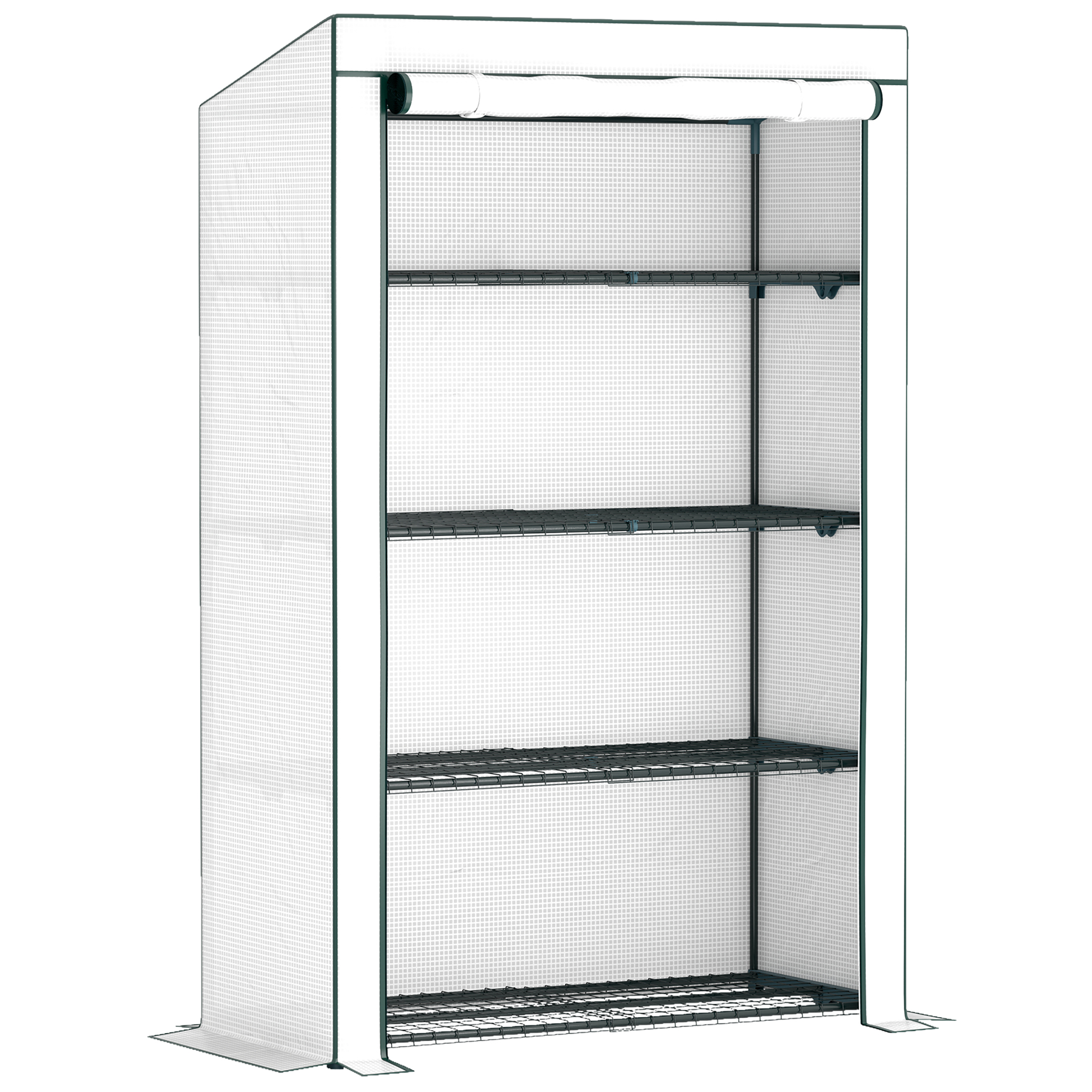 Outsunny Four-Tier Mini Greenhouse - Green/White
