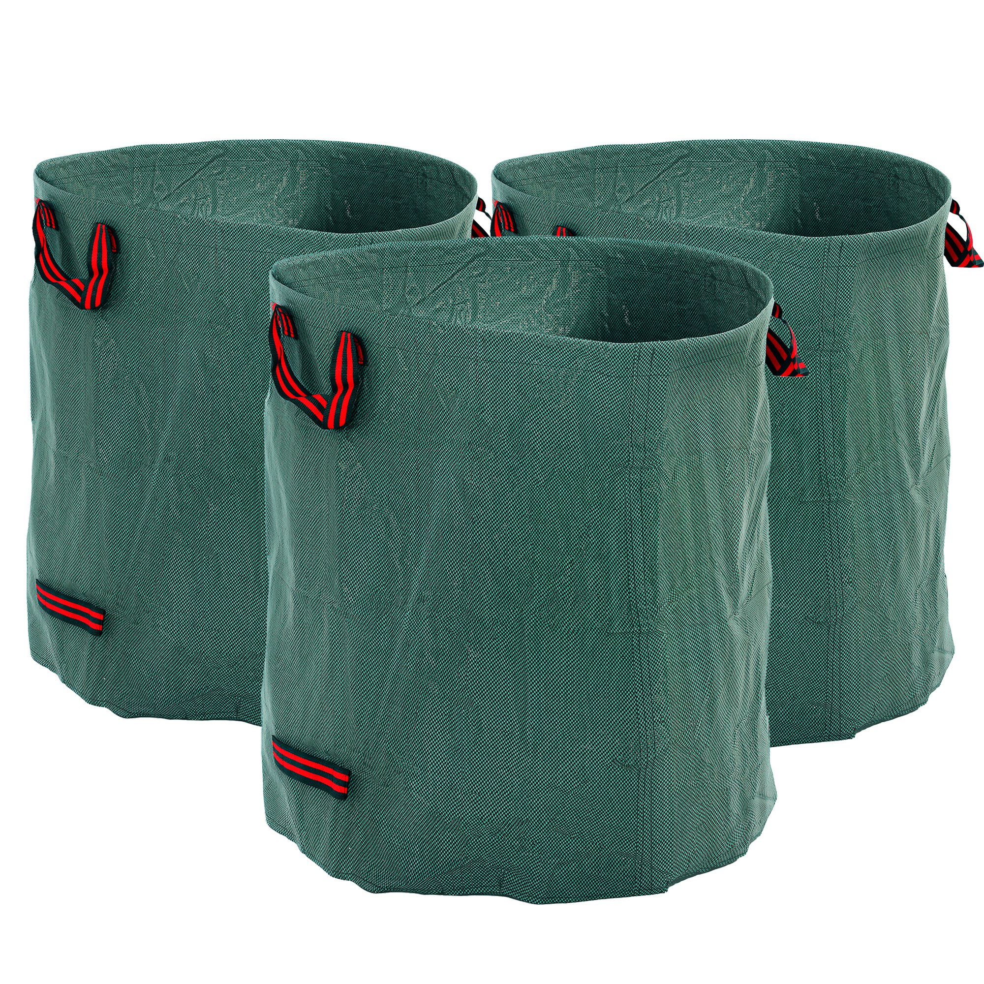 Outsunny Garden Waste Bags, 272L x 3 Heavy Duty Garden Bags, Foldable and Reusable Waste Sacks with Handles for Loading Leaf, Trash, Debris, Green