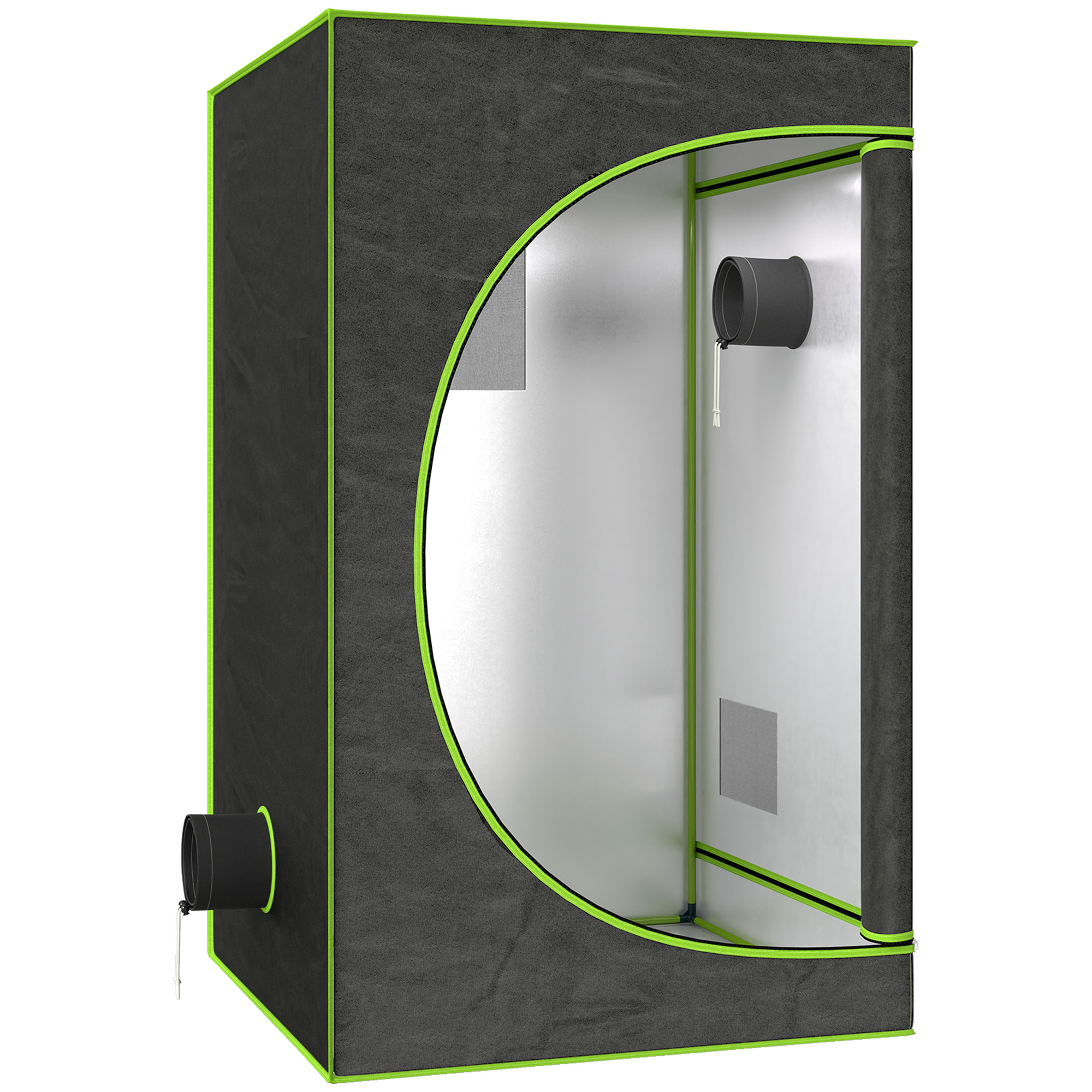 Outsunny Grow Tent 120 x 120 x 200 cm, Reflective Mylar Hydroponic Growing Tent with 600D Oxford Fabric, Observation Window, Vent, Zipper Door for Indoor Plant Growing, Black