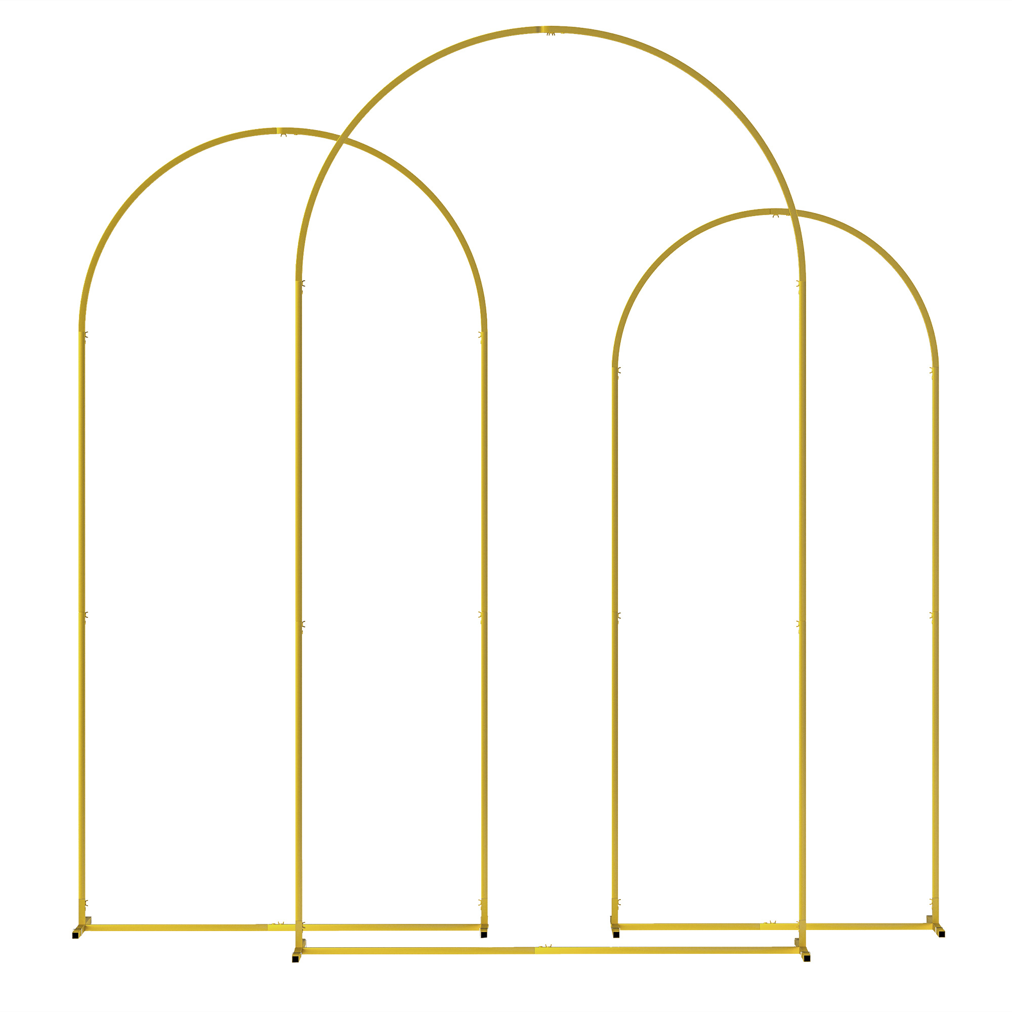 Outsunny Wedding Arch Frame Set, 2.2, 2, 1.8 m Metal Backdrop Stand Set of 3, Balloon Stand Set for Birthday Party, Bridal Shower, Graduation, Ceremony, Banquet Decorations, Gold Tone