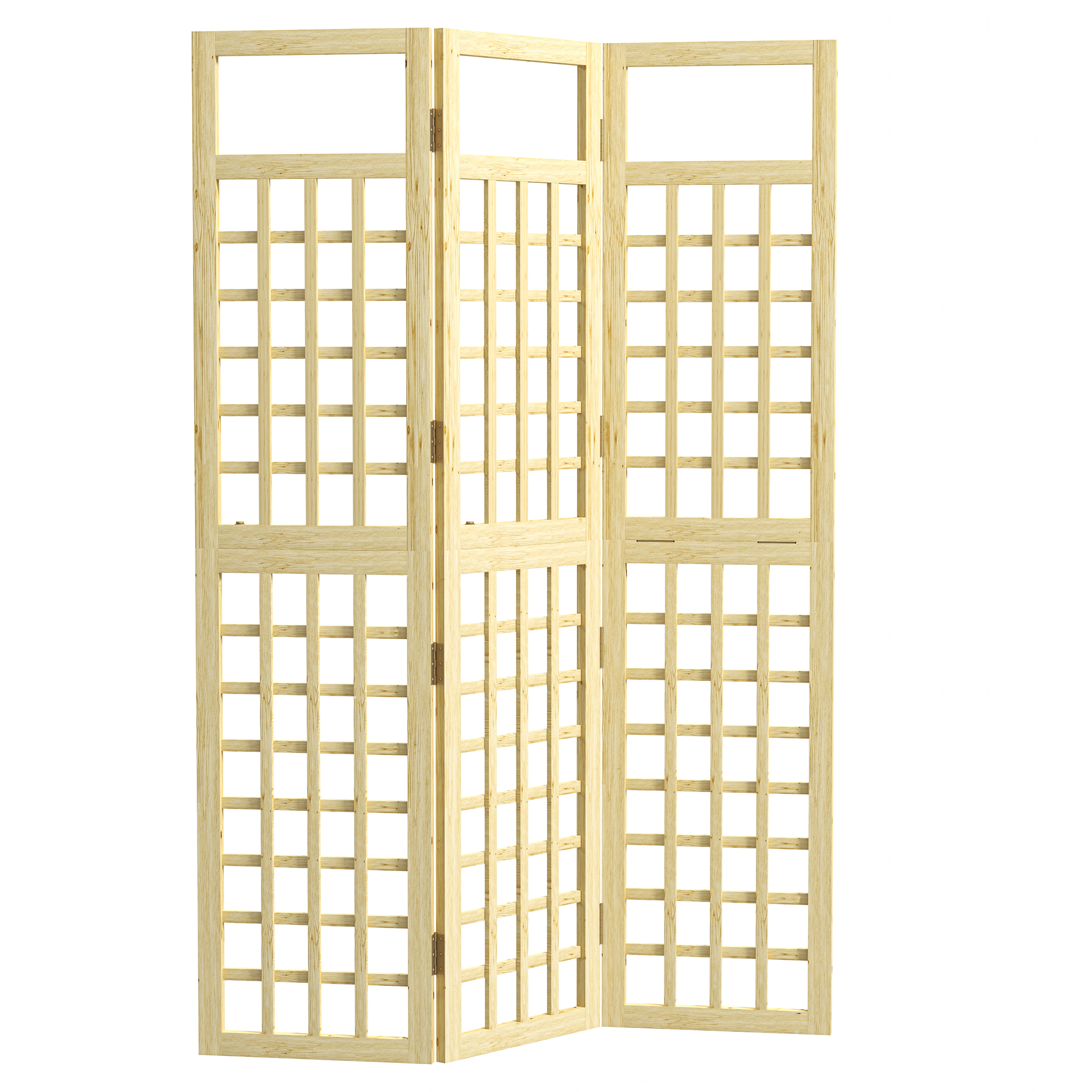 Outsunny 3-Panel Garden Privacy Screen, Freestanding Foldable Wooden Outdoor Divider/Trellis, Decorative Privacy Screen for Garden Patio, 120 x 170 cm, Natural Wood Finish