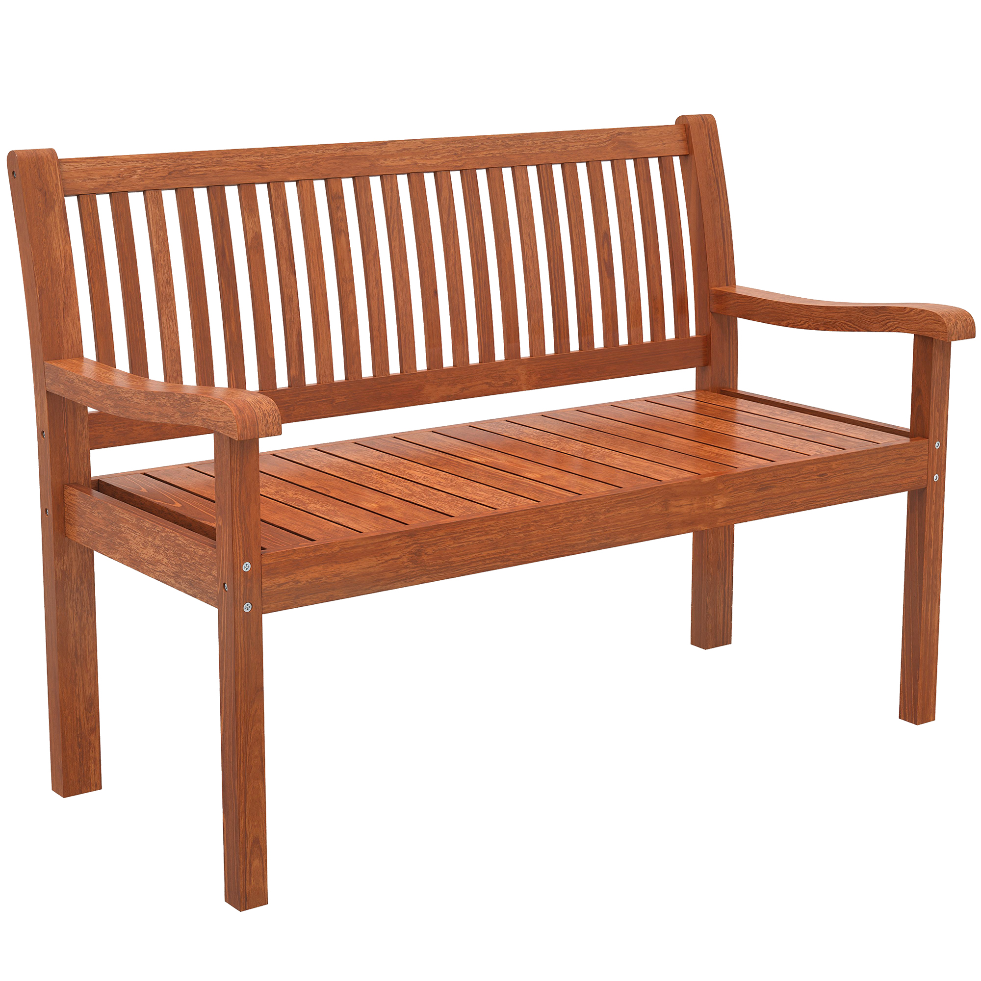 Outsunny Garden Bench 2 Seater, Wooden Outdoor Bench with Waterproof Cover, Garden Seat with Ergonomic Backrest