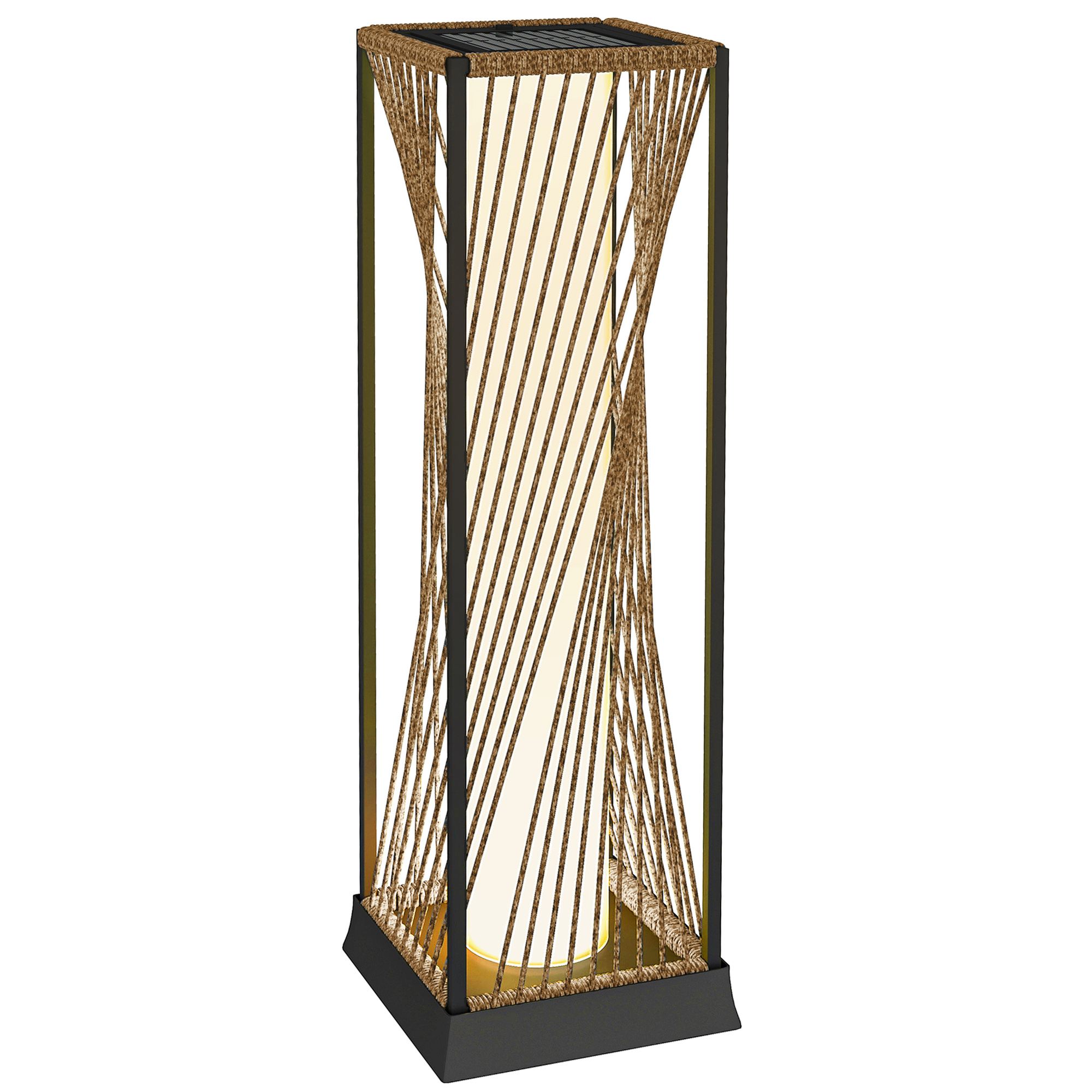 Outsunny Rattan Solar Garden Lights, Auto On/Off LED Floor Lamp, Sand Brown
