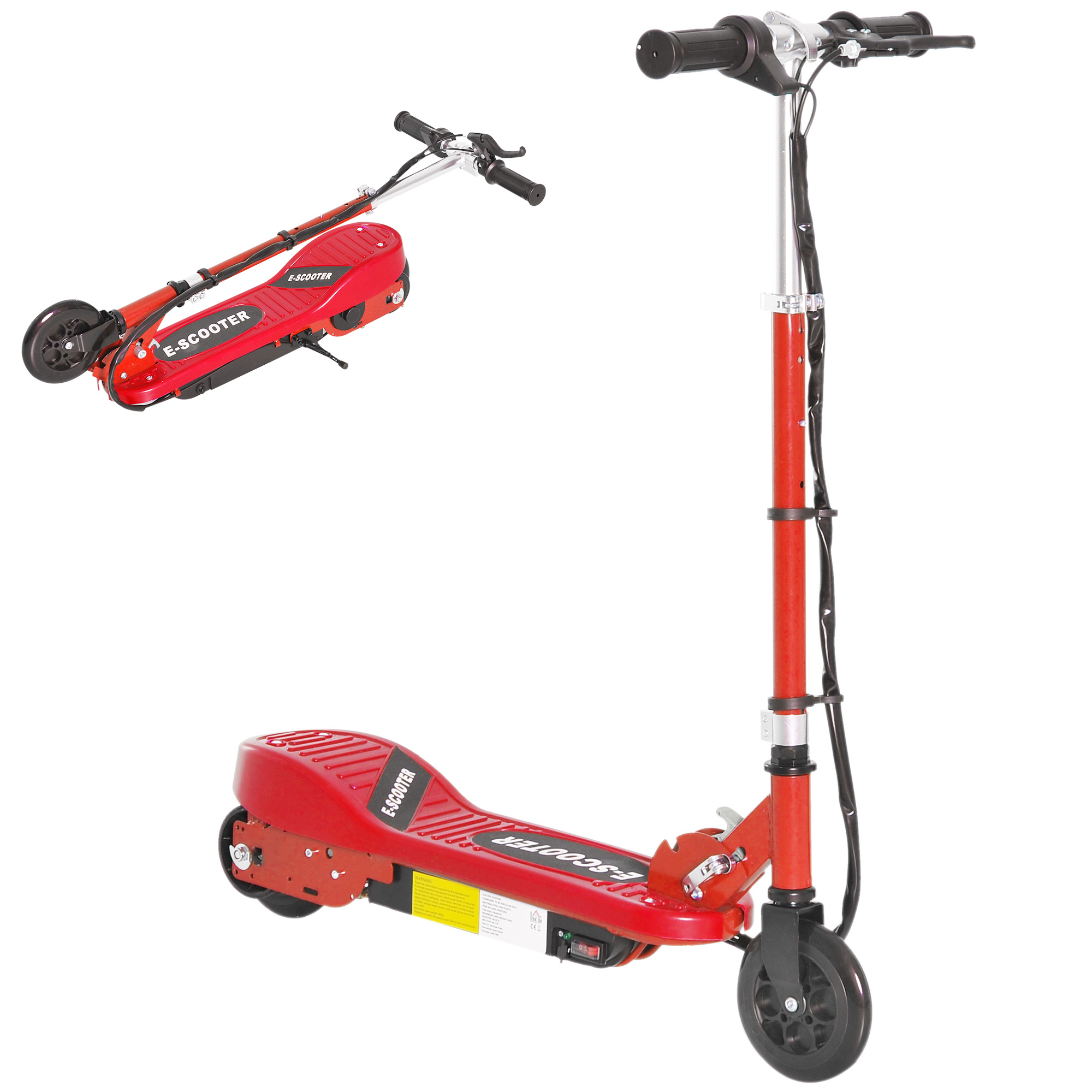 HOMCOM Folding Electric Scooter Rechargeable Kids Ride on 7-14 Age Red/Black