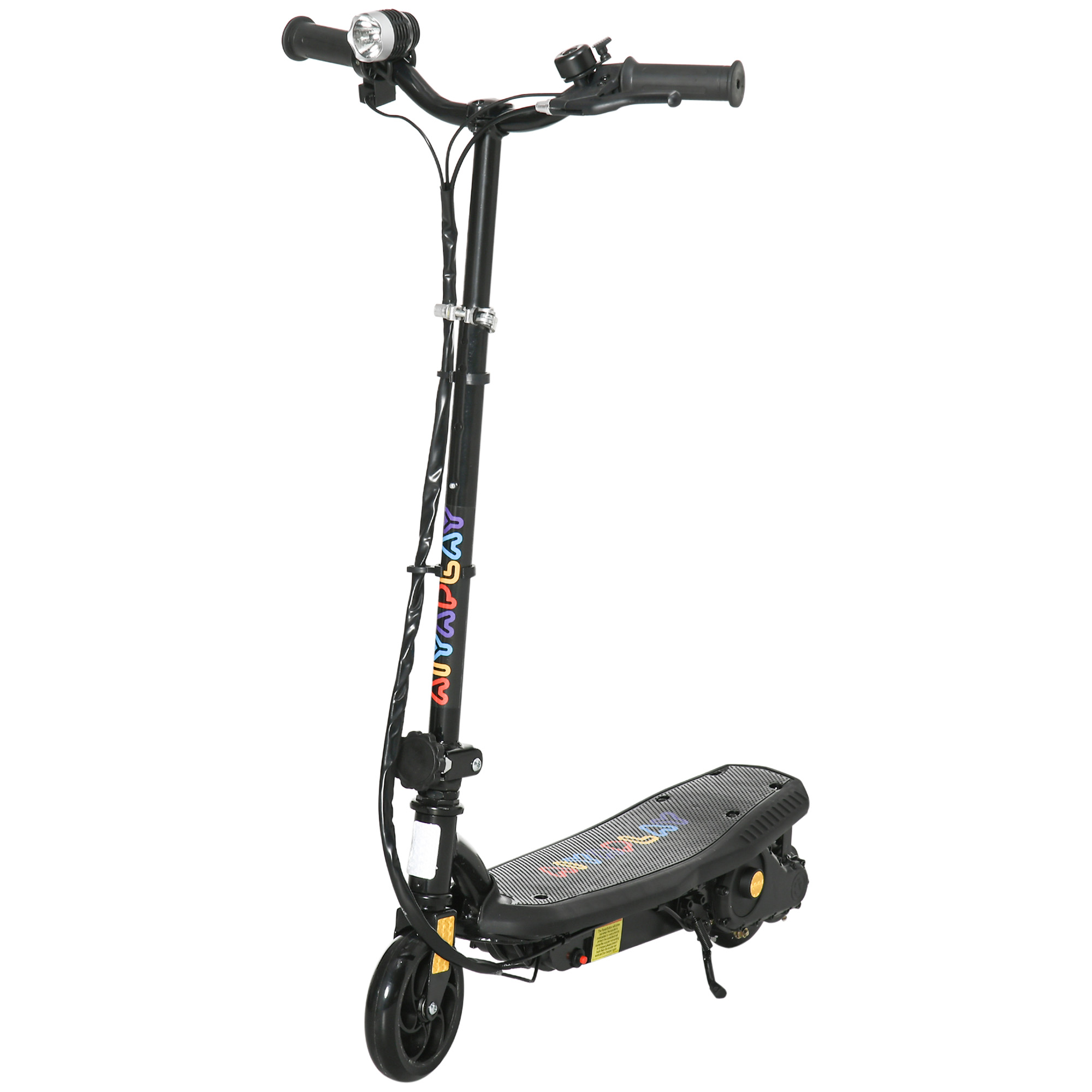 HOMCOM Foldable Electric Scooter, with LED Lights, for Ages 7-14 Years, Black